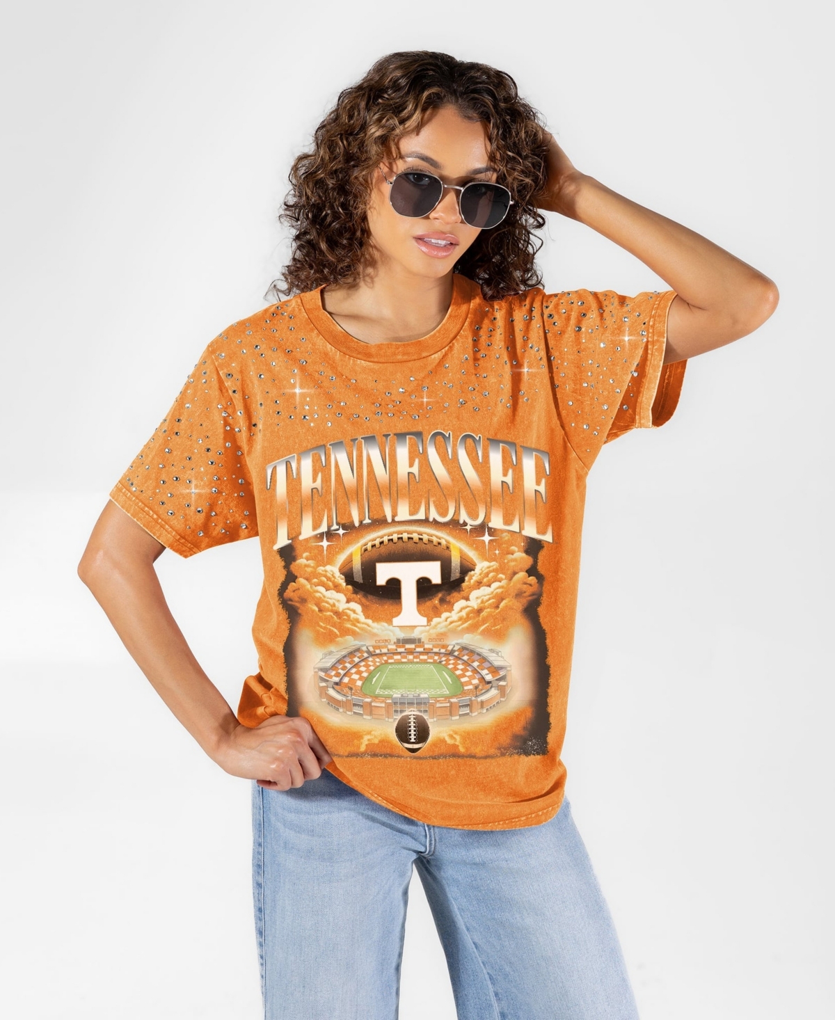 Gameday Couture Women's Tennessee Orange Tennessee Volunteers Sky's the Limit Washed Micro Rhinestone T-Shirt - Tennessee Orange