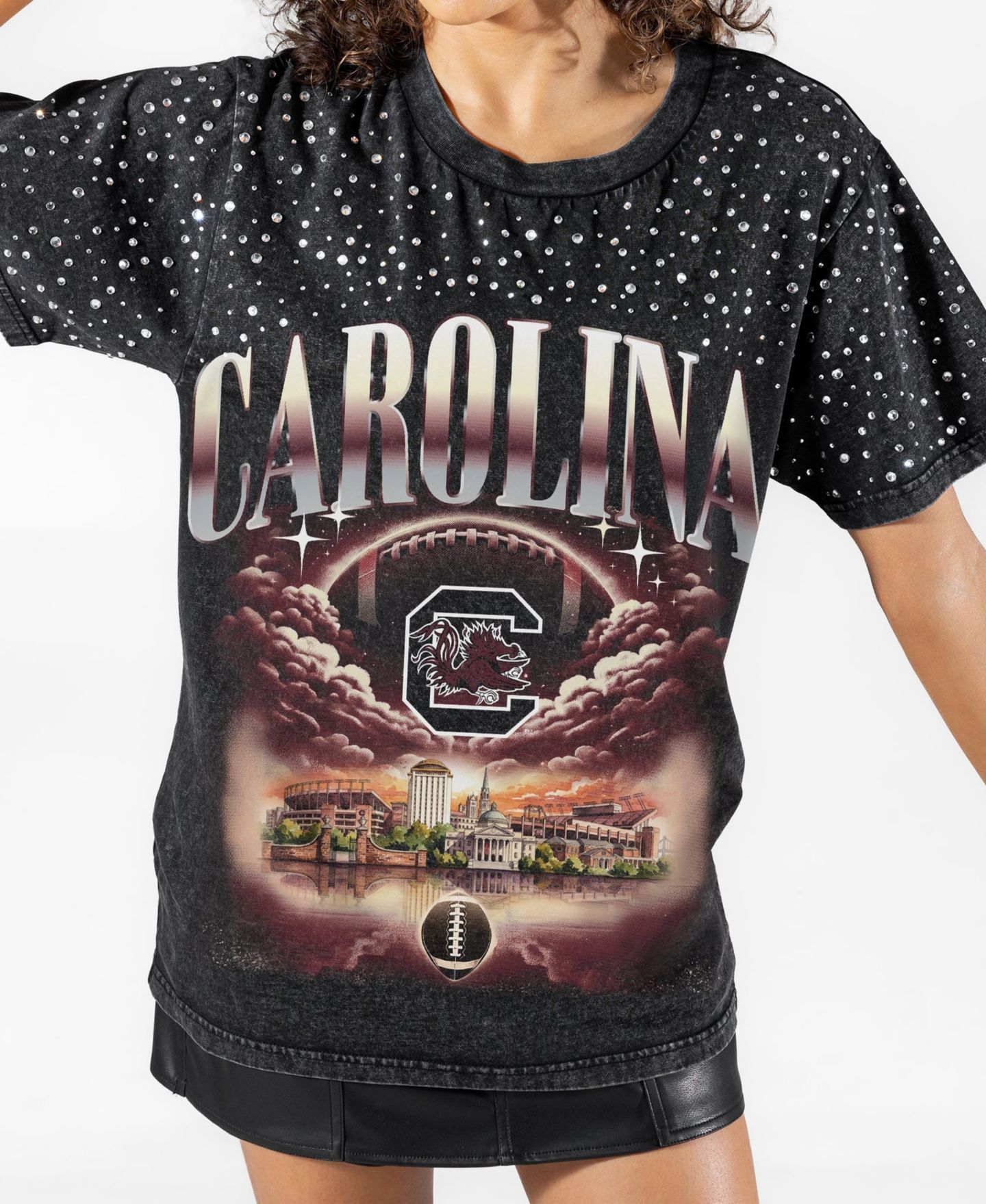 Женская футболка Gameday Couture Black South Carolina Gamecocks Sky's the Limit Washed Micro Rhinestone — фото 4