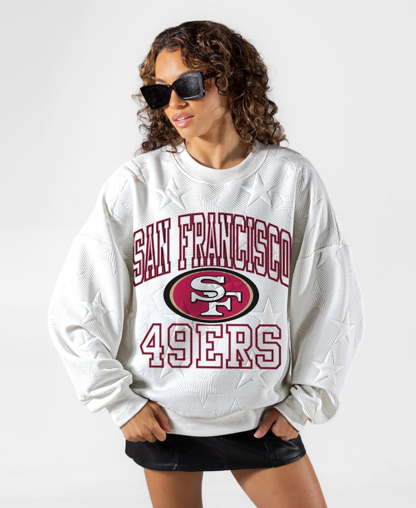 Женская толстовка Gameday Couture White San Francisco 49ers Big Play Energy Tonal Star Embossed — фото 1