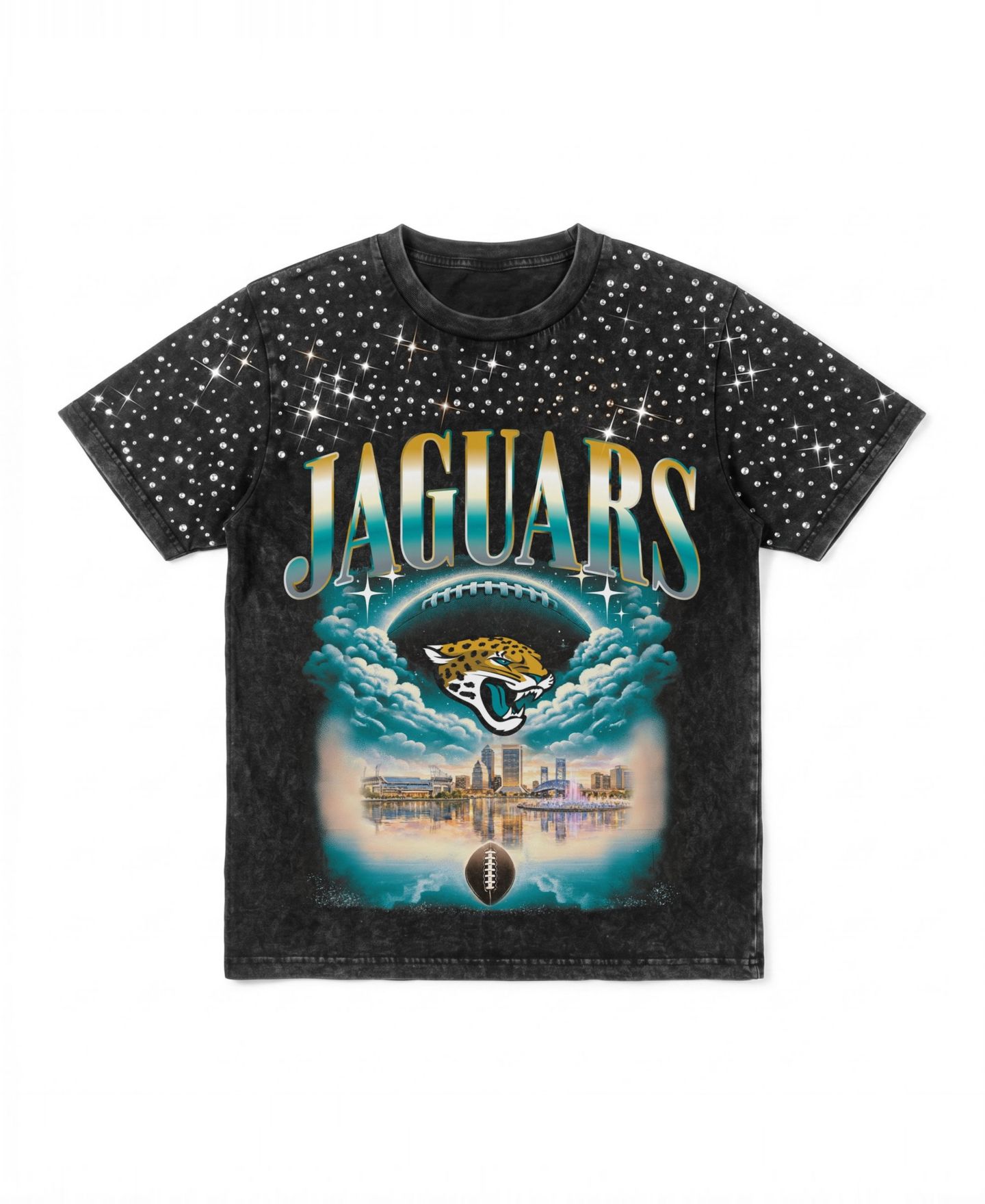 Женская футболка Gameday Couture Black Jacksonville Jaguars Sky's the Limit Washed Micro Rhinestone — фото 6
