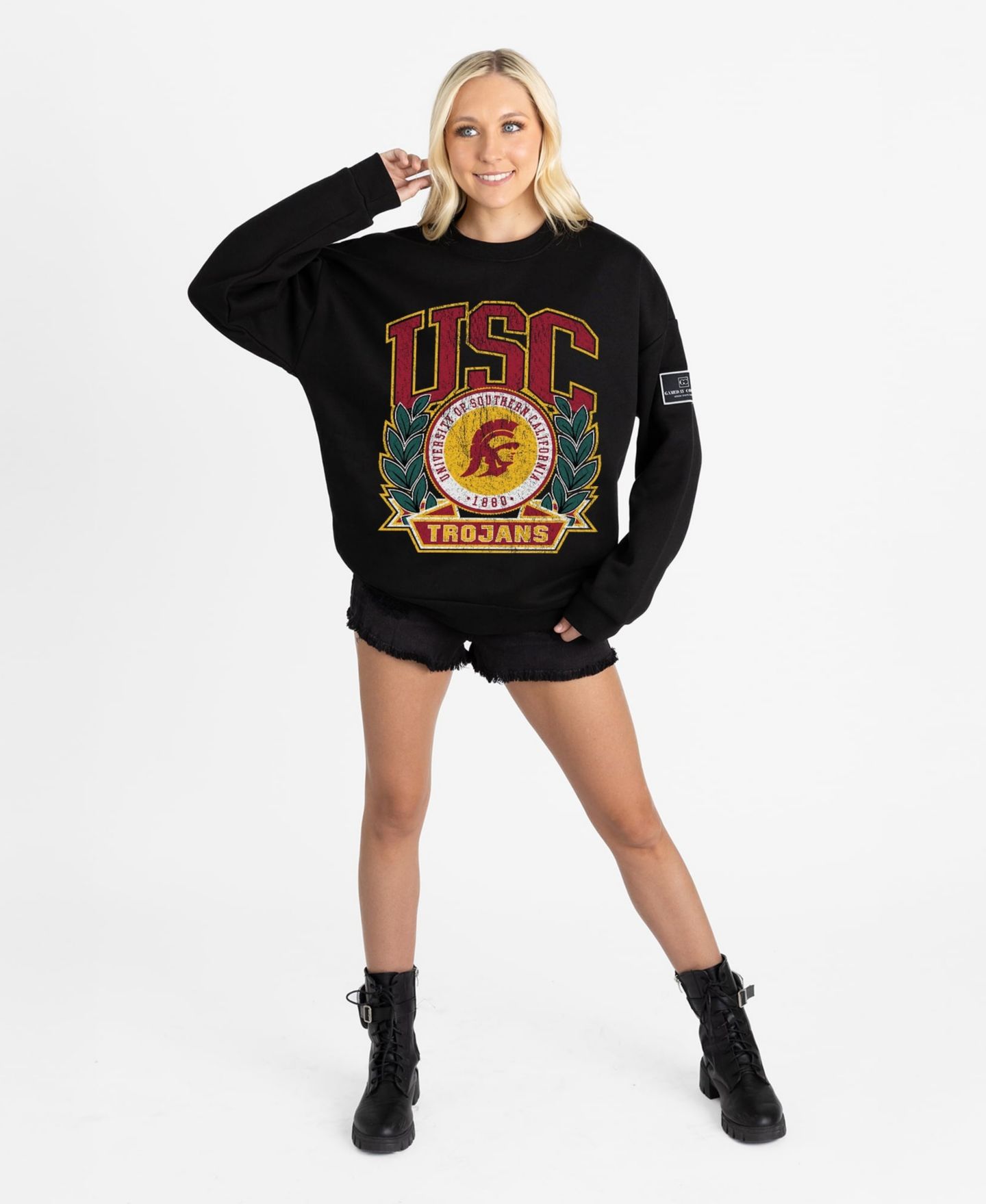 Женская толстовка Gameday Couture Black USC Trojans Oversized Victory Lane Black Label Premium Fleece — фото 3