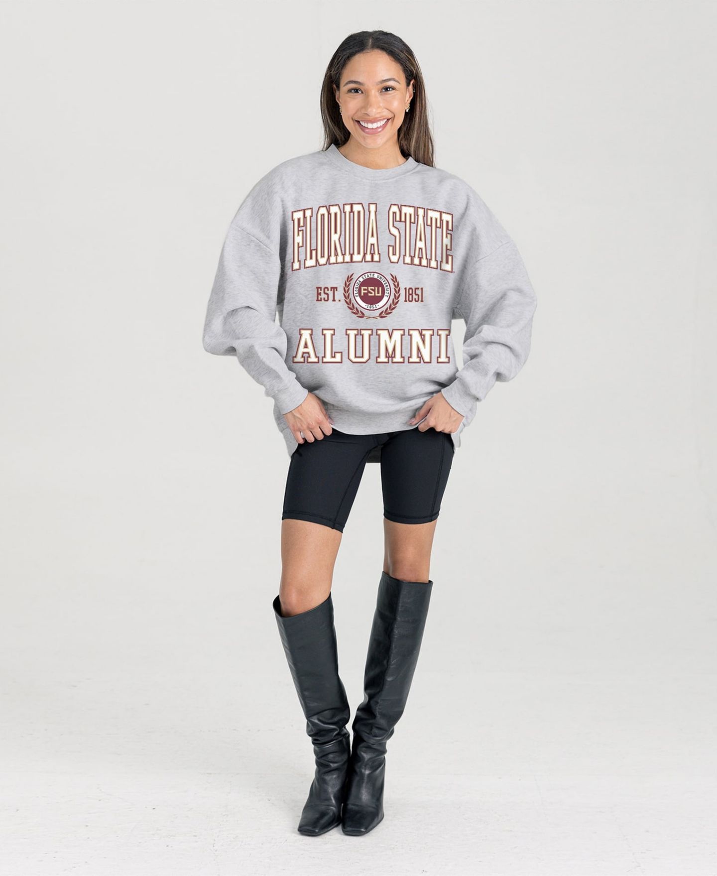 Женская толстовка Gameday Couture Ash Florida State Seminoles Degree Unlocked Oversized Premium Fleece — фото 3