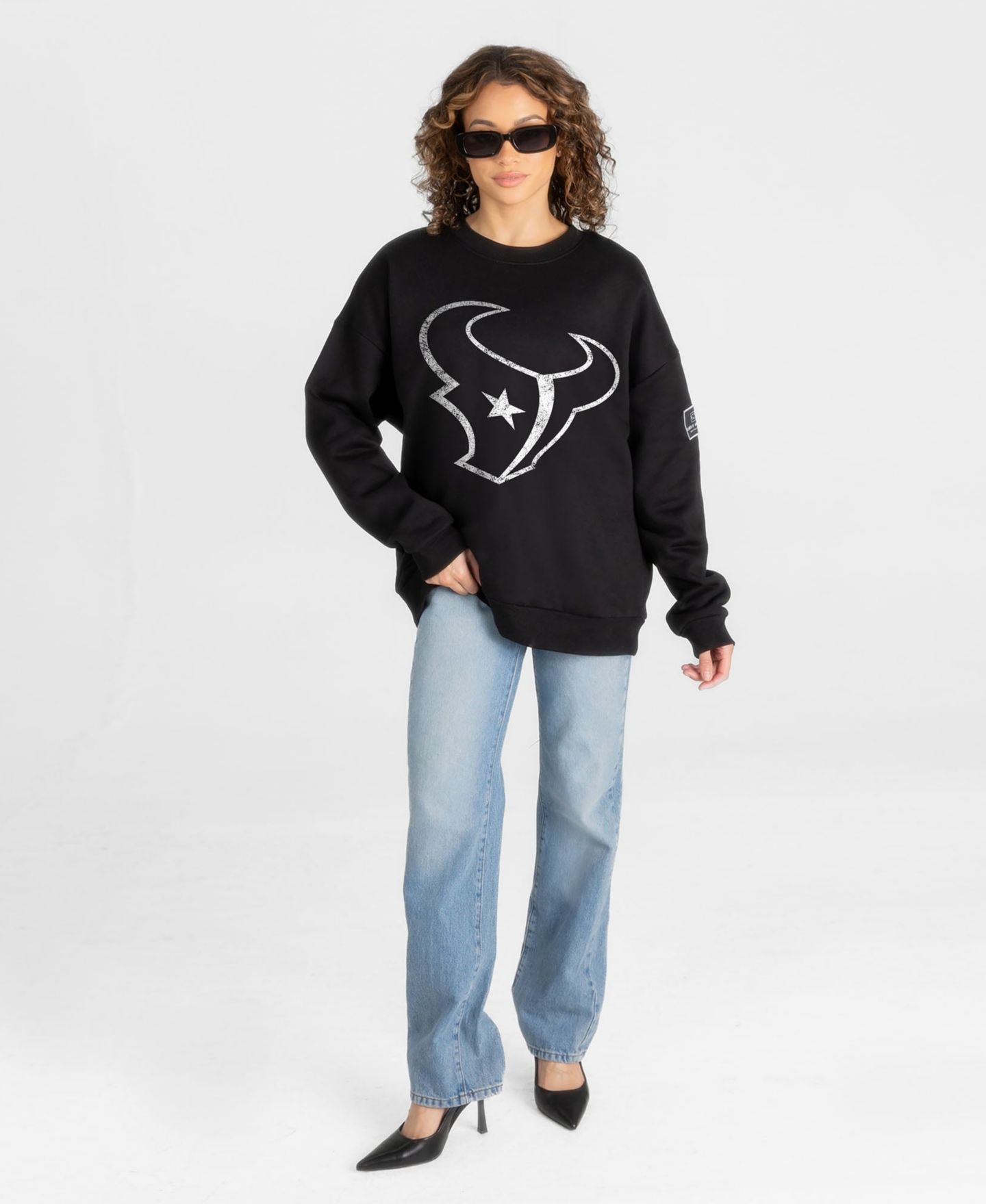 Женская толстовка Gameday Couture Black Houston Texans Bold Move Black Label Premium Drop Shoulder — фото 3