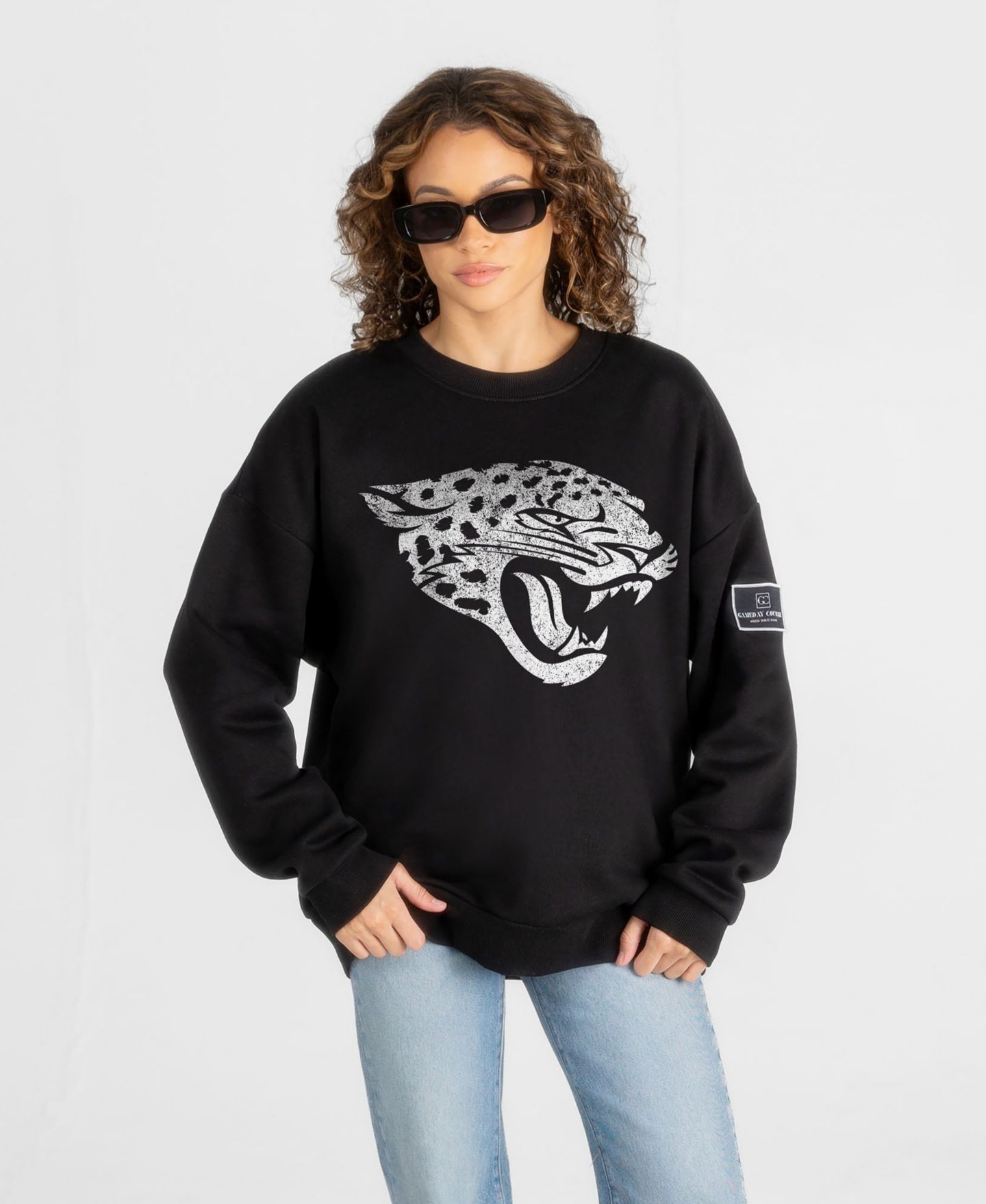 Женская толстовка Gameday Couture Black Jacksonville Jaguars Bold Move Black Label Premium Drop Shoulder — фото 1