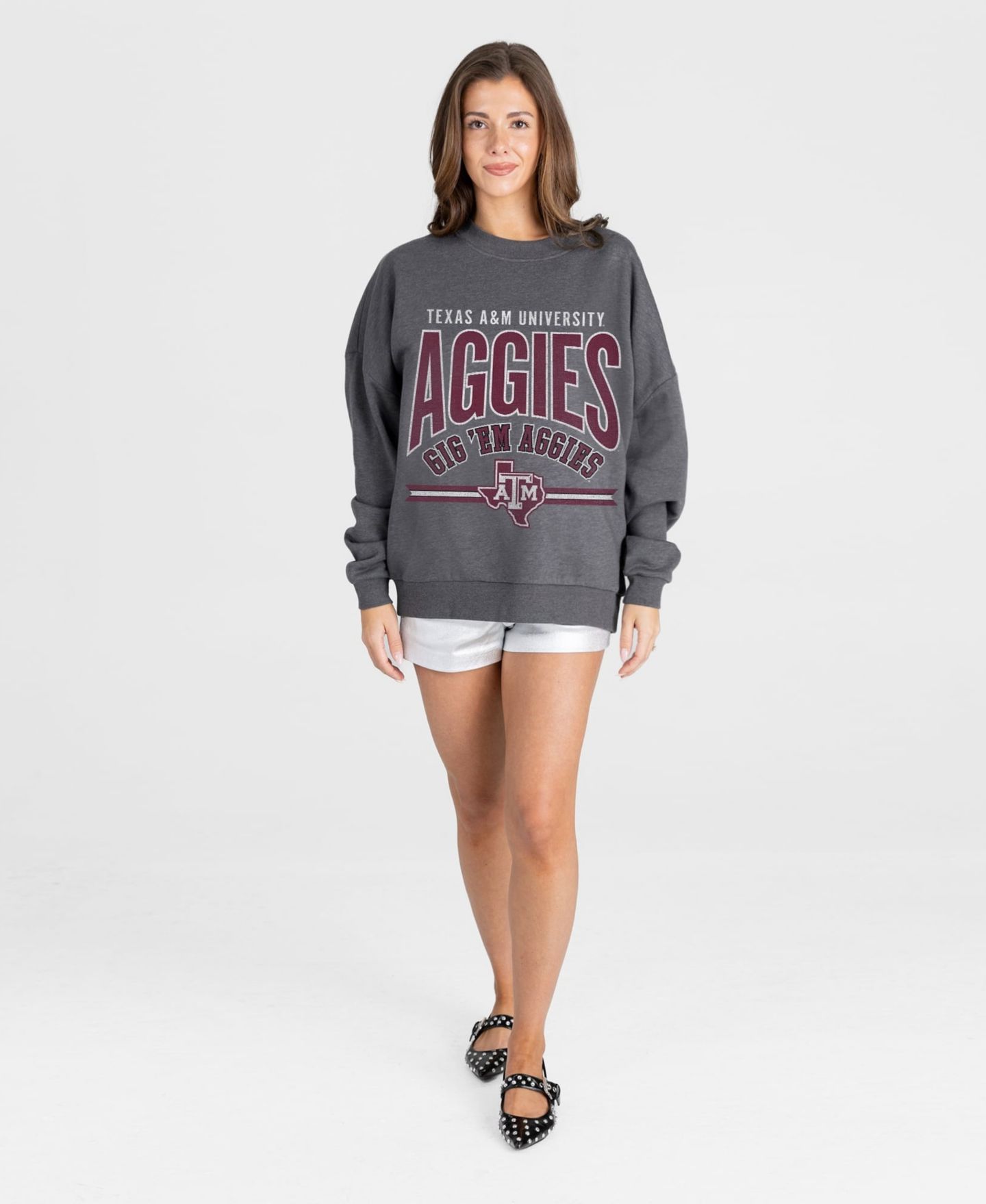 Женская толстовка Gameday Couture Charcoal Texas A&M Aggies Kickoff Classic Oversized Premium Drop Shoulder — фото 3