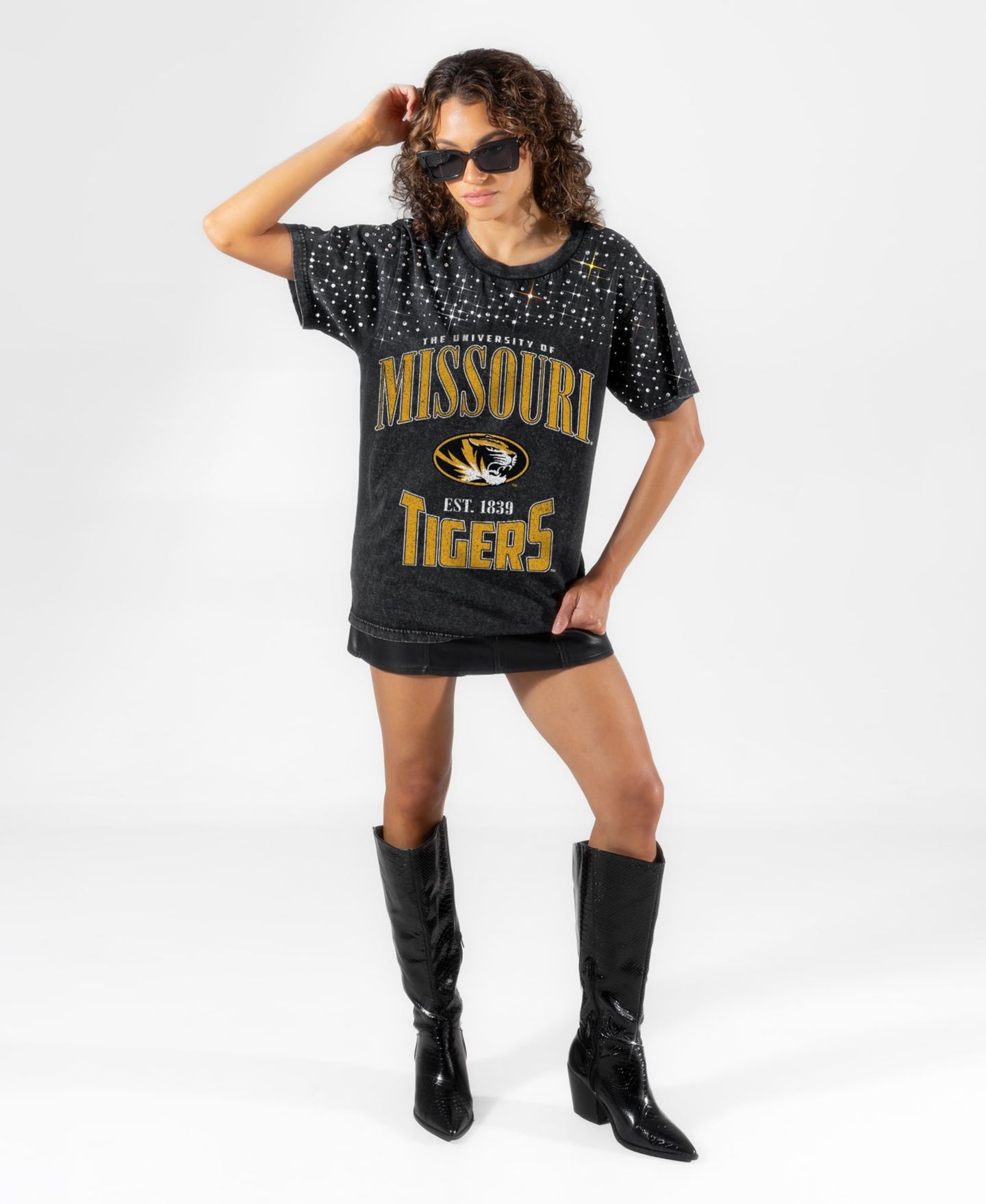 Женская футболка Gameday Couture Black Missouri Tigers In the Zone Washed Micro Rhinestone — фото 3