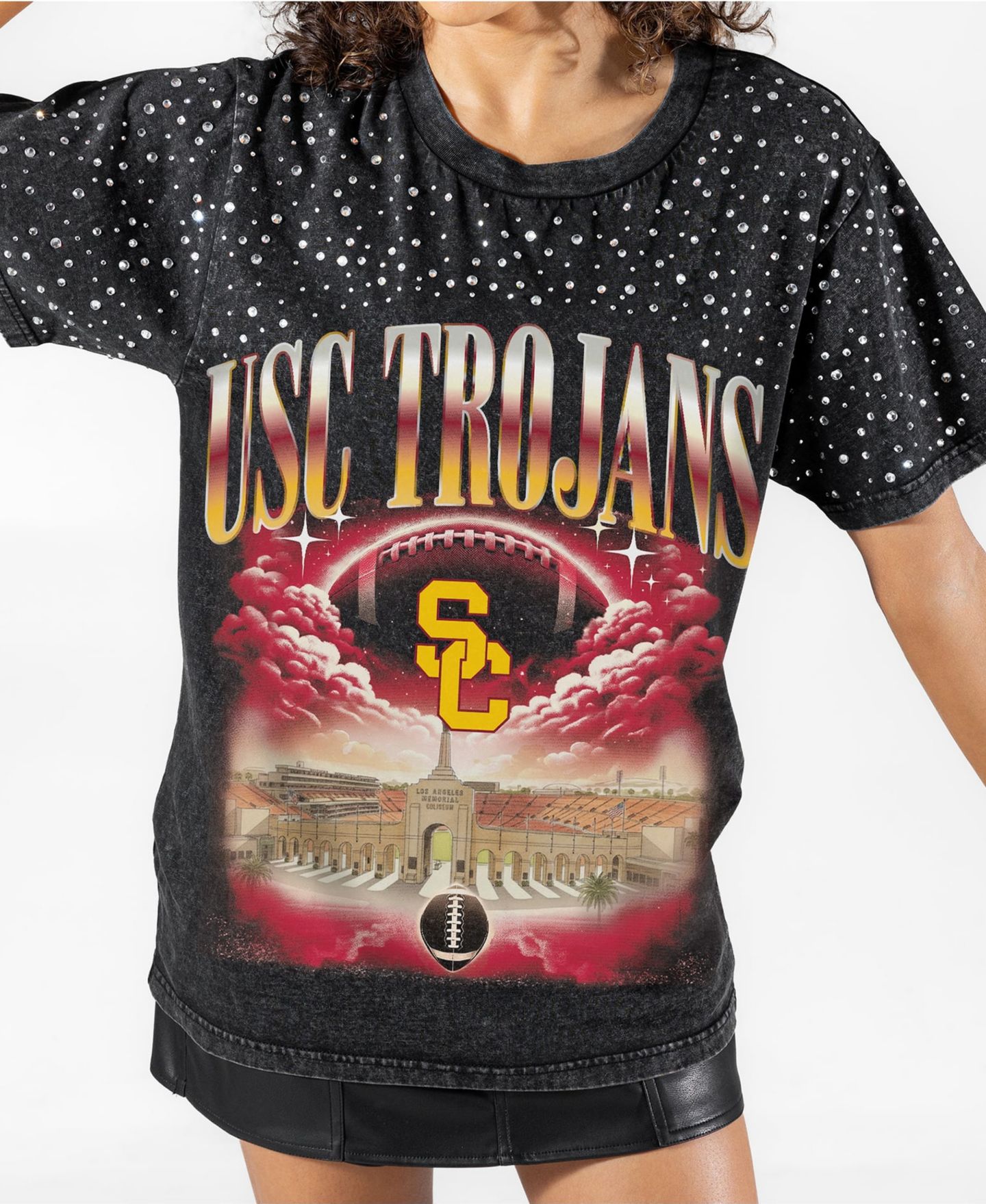 Женская футболка Gameday Couture Black USC Trojans Dream Big Washed Micro Rhinestone — фото 3