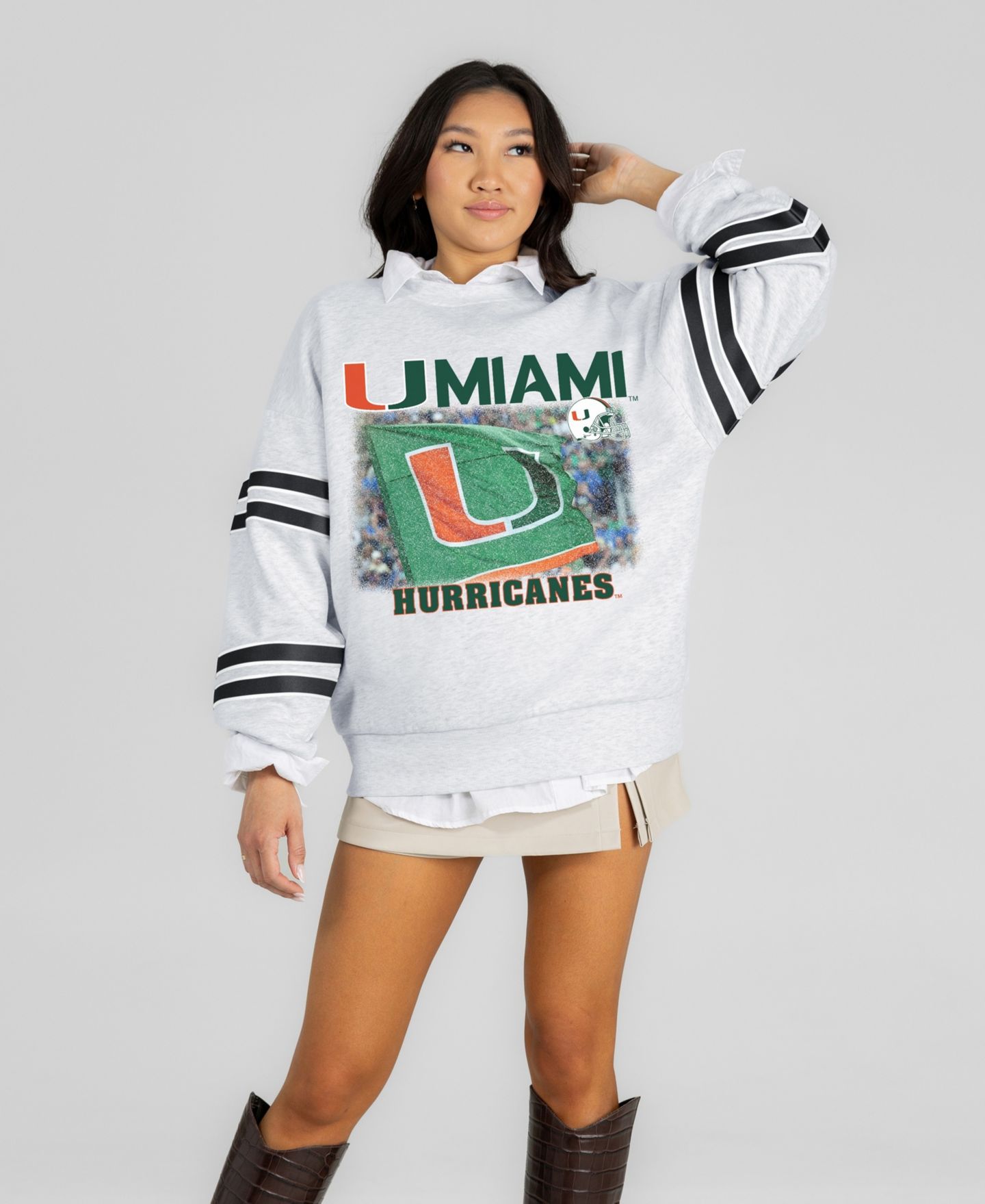 Женская толстовка Gameday Couture Ash Miami Hurricanes Off the Grid Oversized Fleece — фото 5