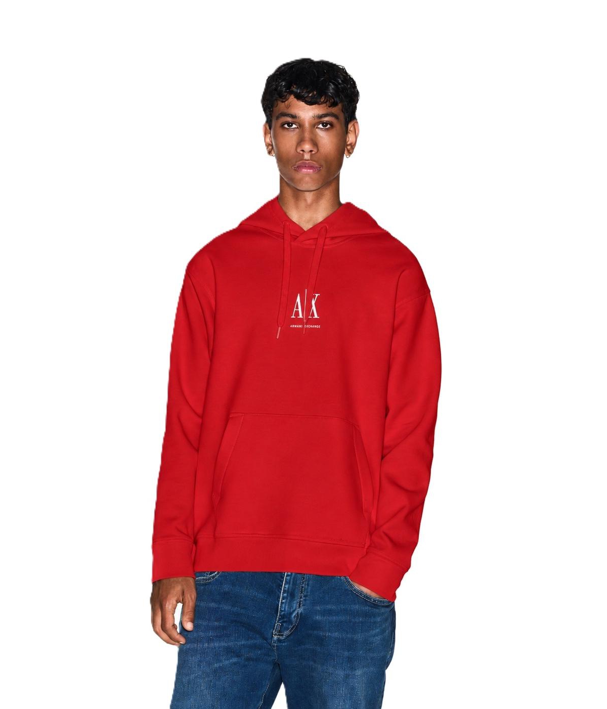 A|X Armani Exchange Men's Embroidered Logo Stretch Pullover Hoodie - Red Dahlia