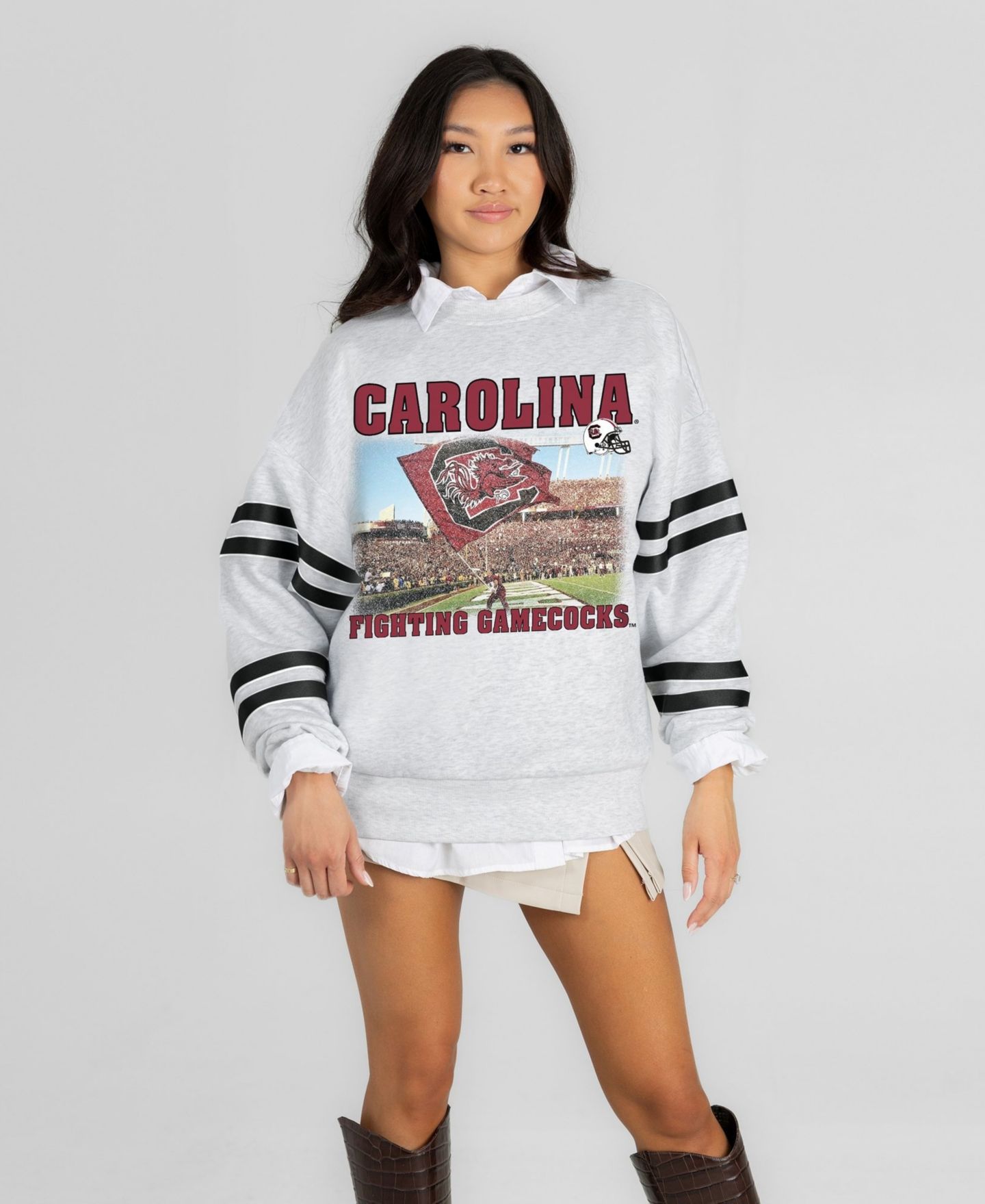 Женская толстовка Gameday Couture Ash South Carolina Gamecocks Off the Grid Oversized Fleece — фото 1