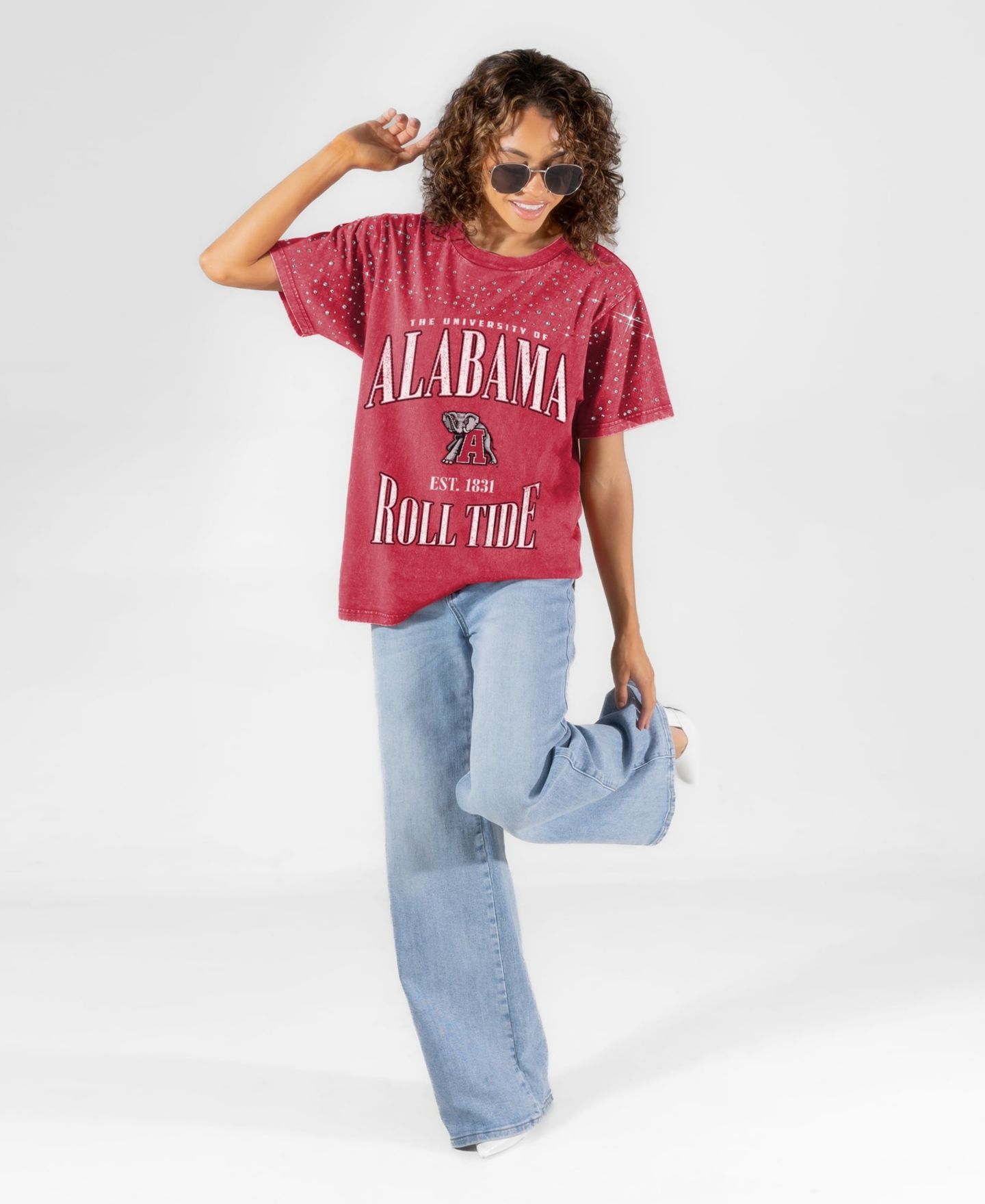 Женская футболка Gameday Couture Crimson Alabama Crimson Tide Sparkle Score Washed Micro Rhinestone — фото 3