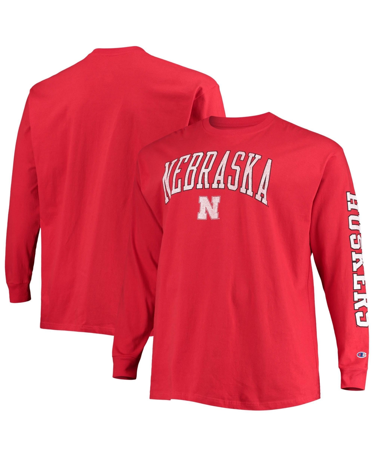Champion Men's Scarlet Nebraska Huskers Big & Tall Arch Over Logo Long-Sleeve T-Shirt - Scarlet