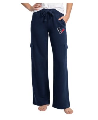 Women's Navy Houston Texans Truett Wide-Leg Cargo Fleece Pants