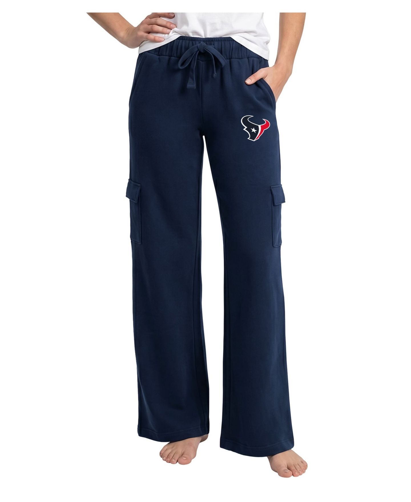 Женские брюки Concepts Sport Navy Houston Texans Truett Wide-Leg Cargo Fleece — фото 1