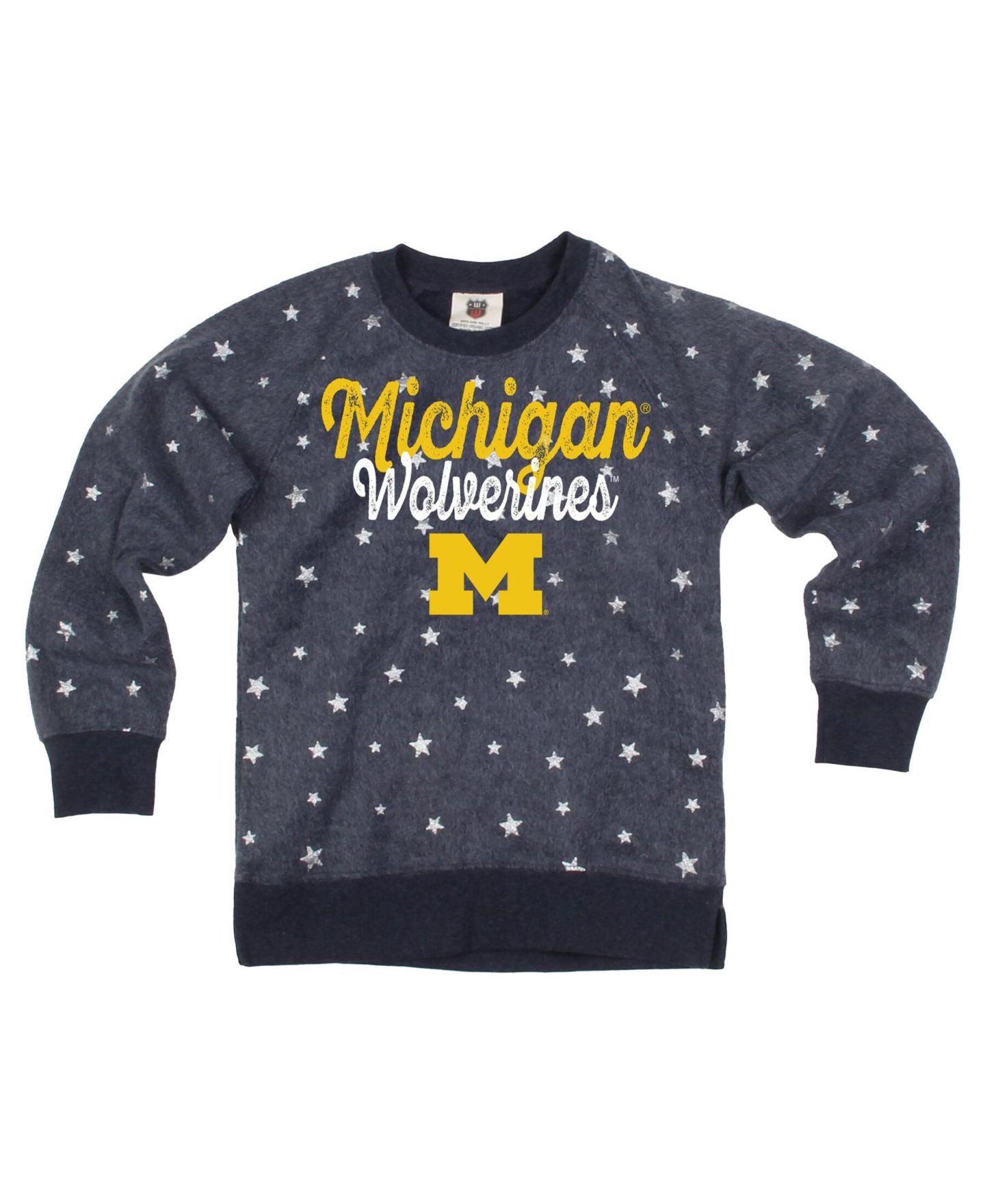 Толстовка Wes & Willy Navy Michigan Wolverines Shimmer Star Reverse Fleece для девочек — фото 1