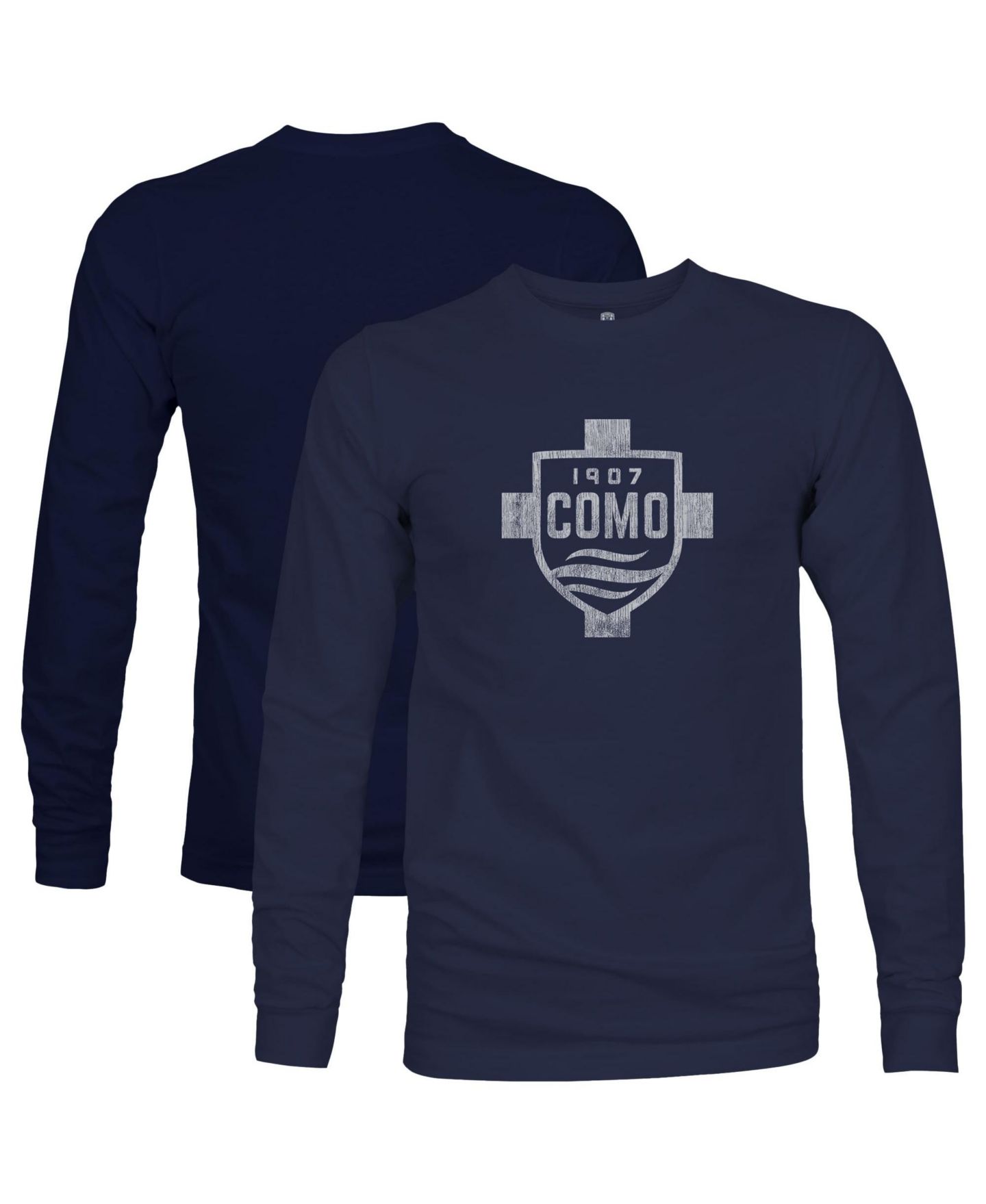 Мужская футболка 1863FC Navy Como 1907 Mono Badge Long-Sleeve — фото 1