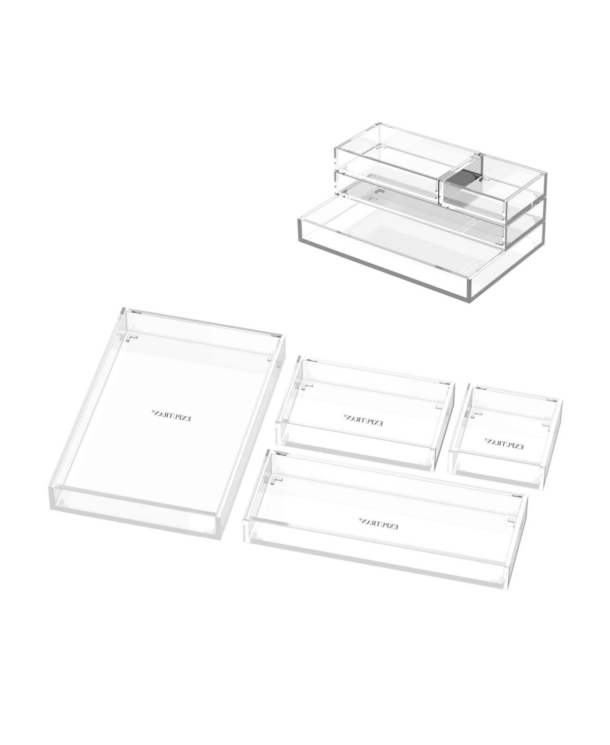 Four Candies Stackable Drawer Dividers Tray Set Modular Storage For Office Home Makeup