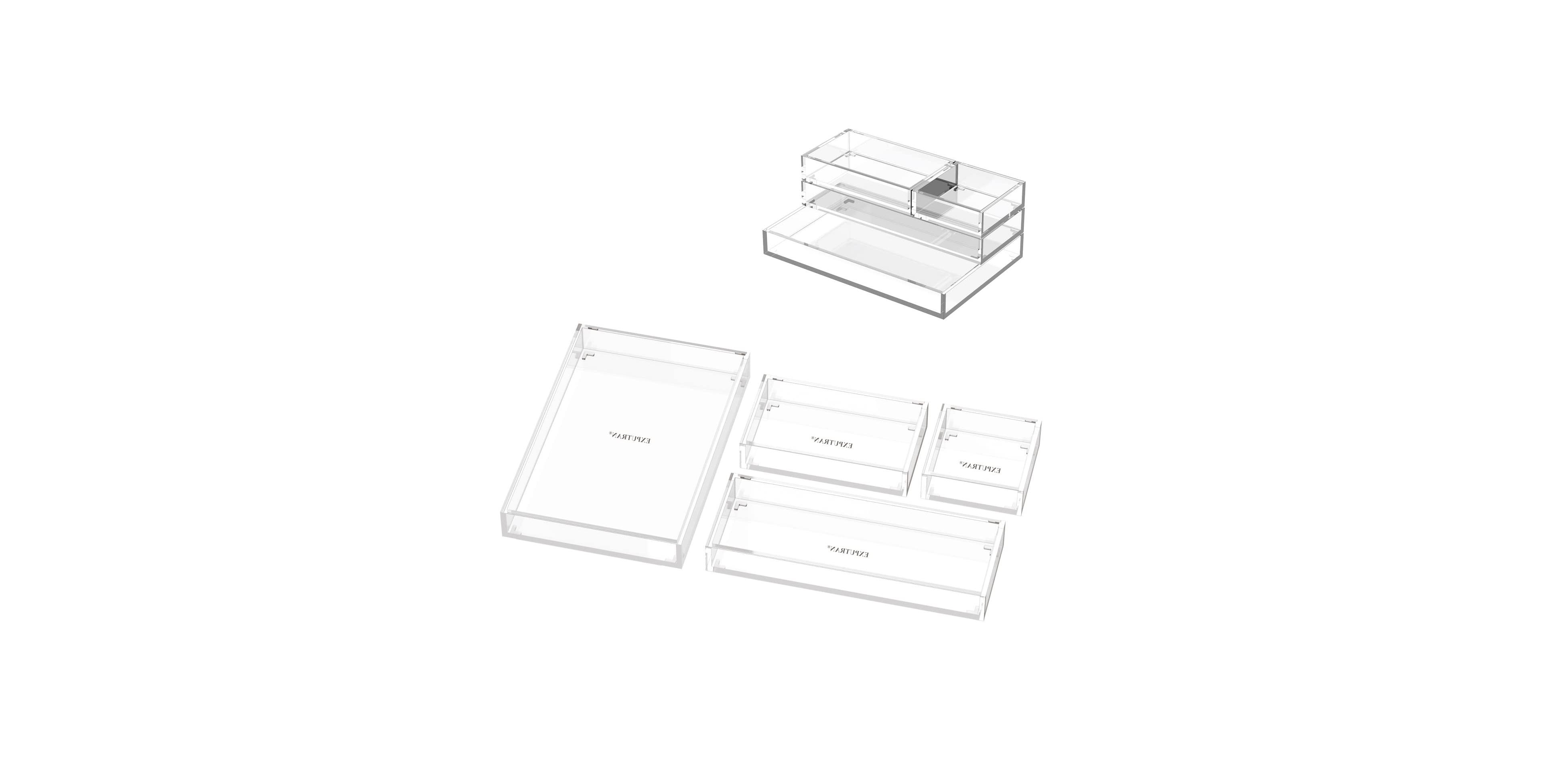 Four Candies Stackable Drawer Dividers Tray Set Modular Storage For Office Home Makeup