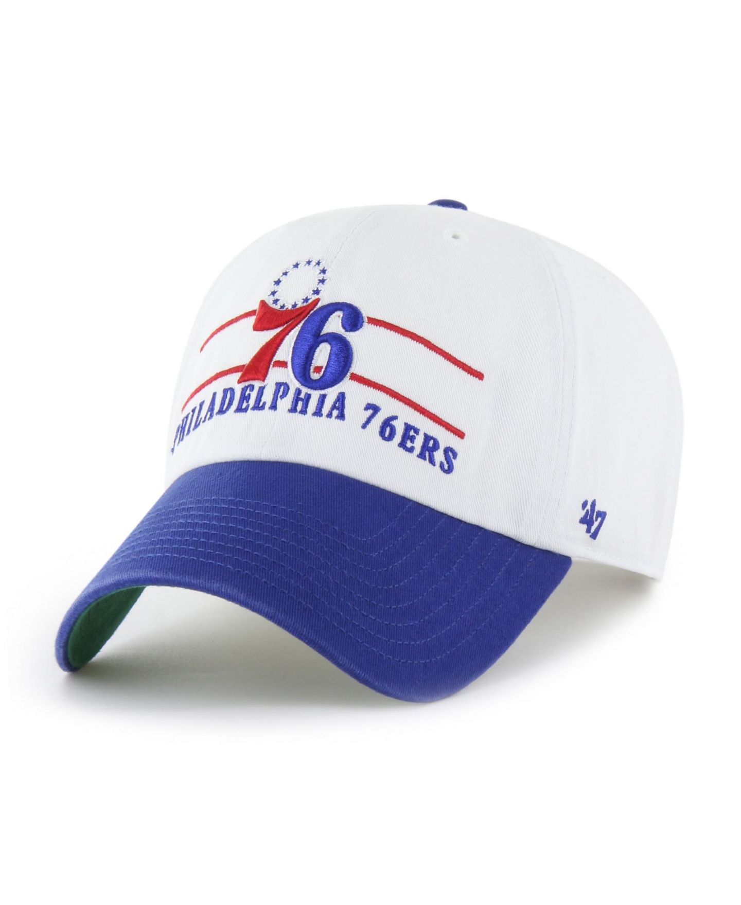 Мужская кепка '47 Brand White Philadelphia 76ers Double Header Clean Up Adjustable Hat — фото 1