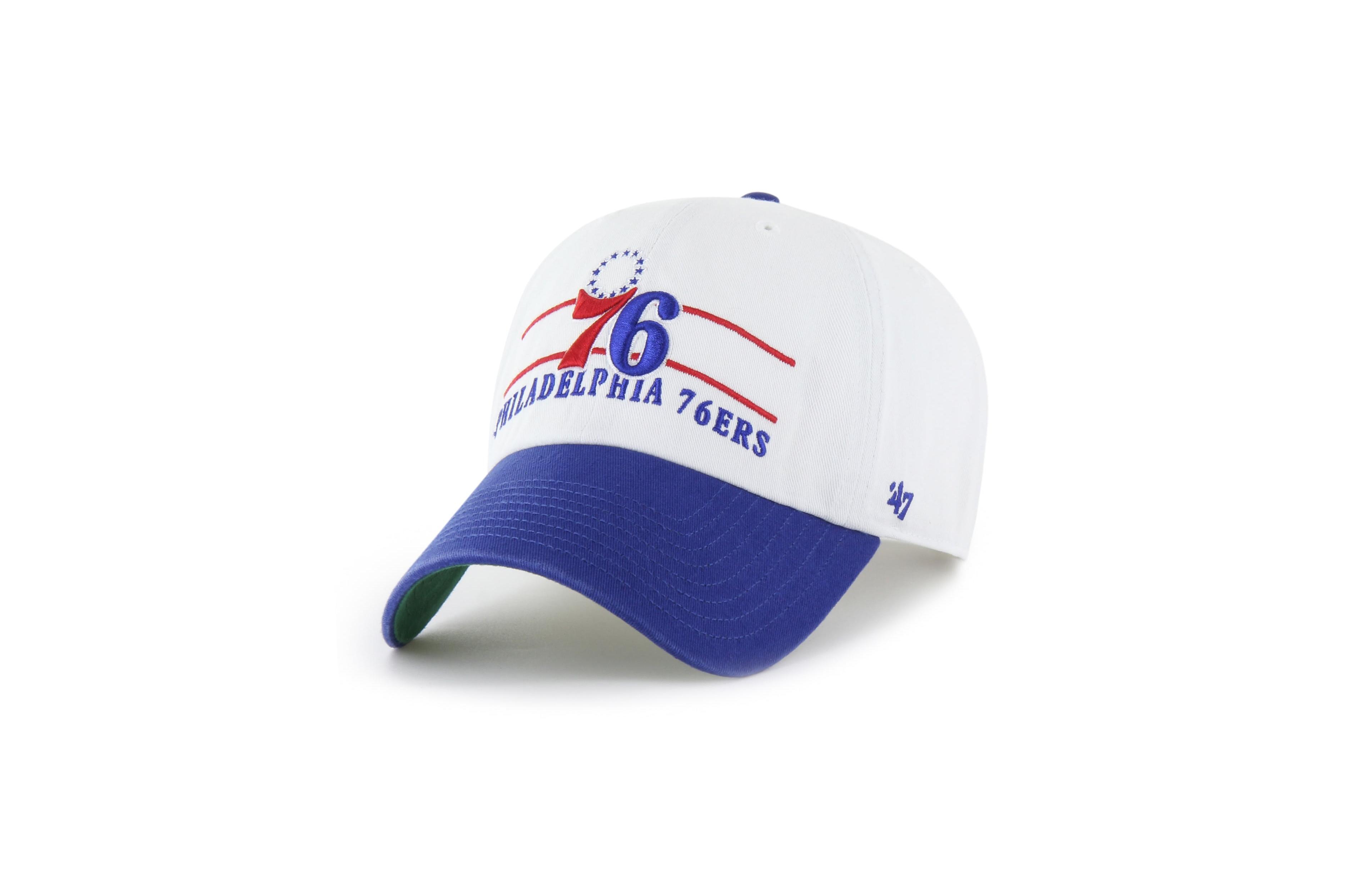 '47 Brand Men's White Philadelphia 76ers Double Header Clean Up Adjustable Hat