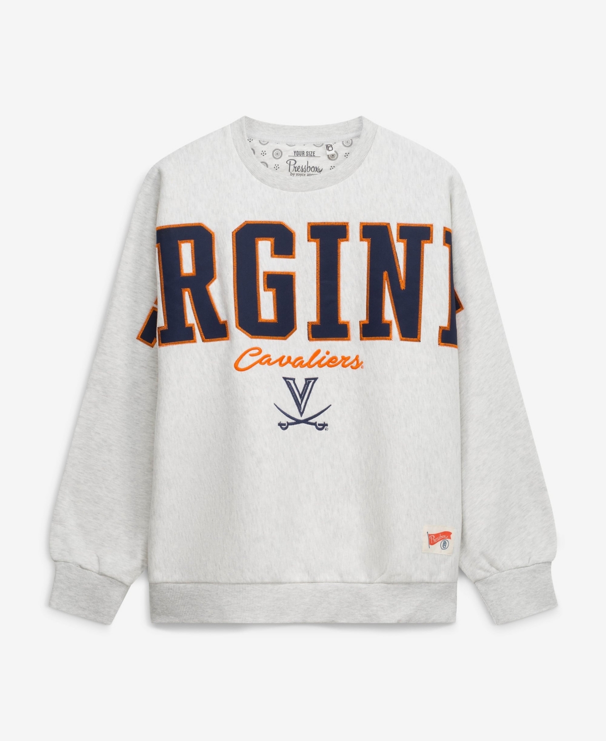 Pressbox Women's Heather Gray Virginia Cavaliers Flannigan Oversized Fleece Sweatshirt - Heather Gray