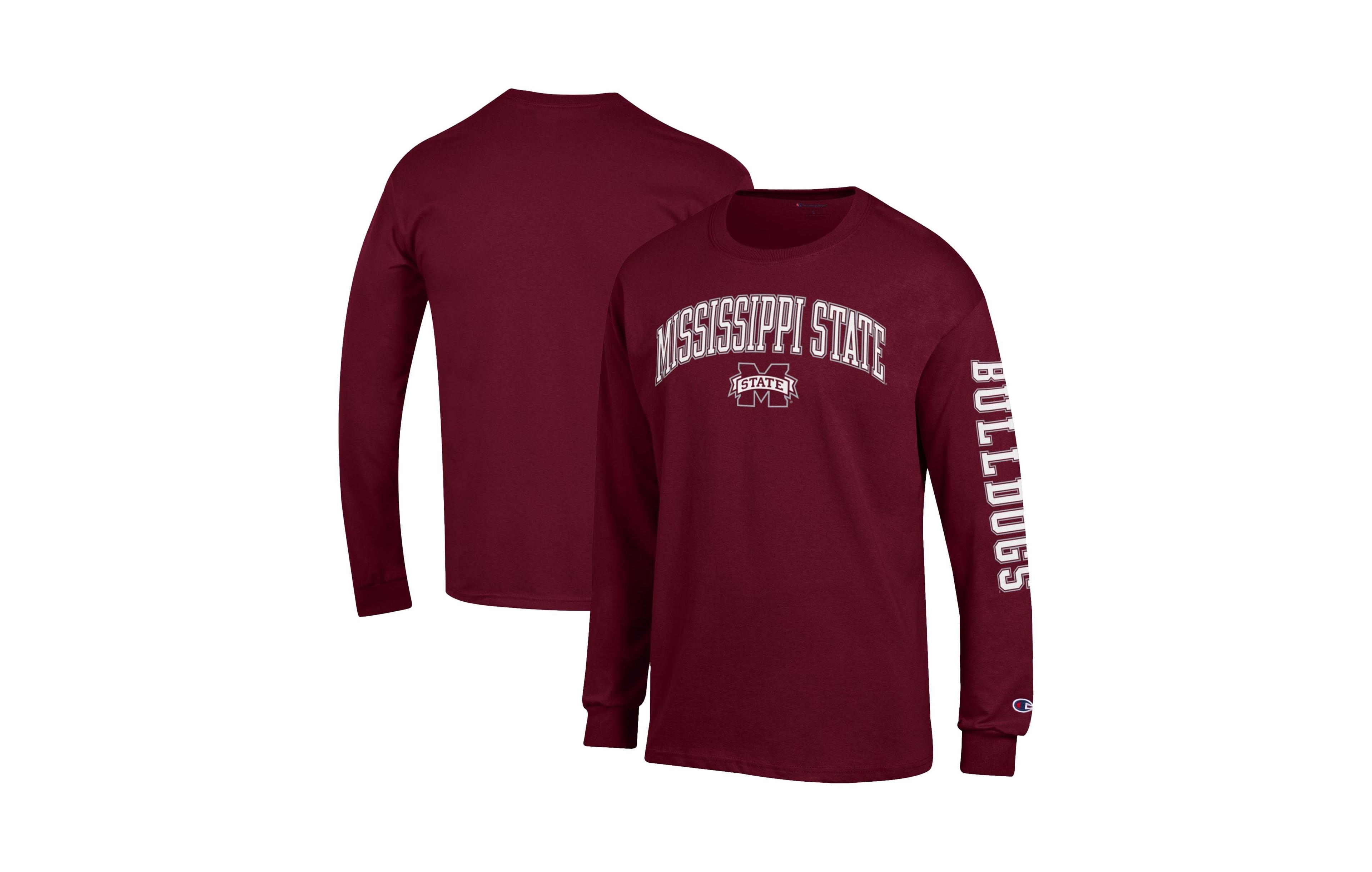 Champion Men's Maroon Mississippi State Bulldogs Arch Over Logo 2-Hit Long-Sleeve T-Shirt