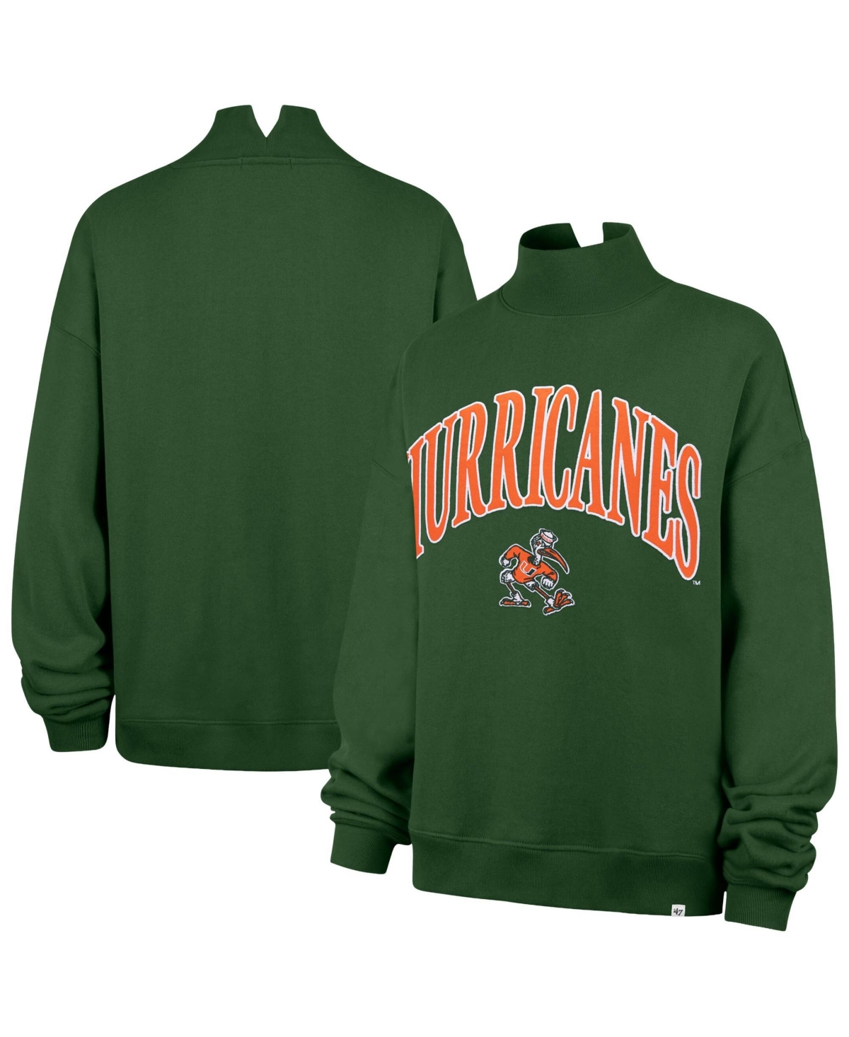 '47 Brand Women's Green Miami Hurricanes Mock Neck Sweatshirt - Green