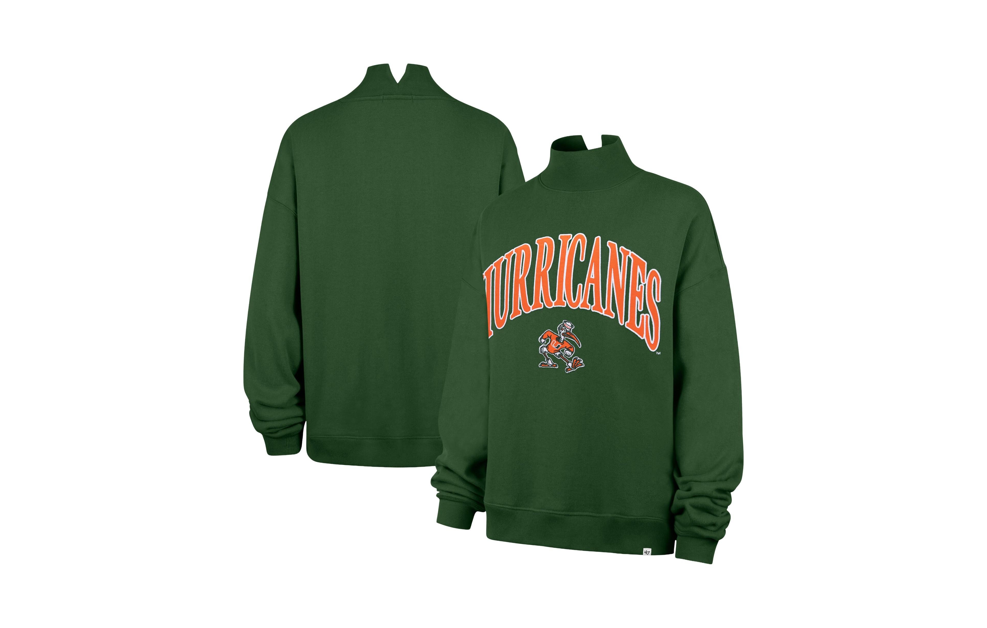 '47 Brand Women's Green Miami Hurricanes Mock Neck Sweatshirt