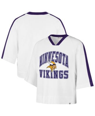 Women's White Minnesota Vikings Big Overarch Drop Needle Raglan V-Neck T-Shirt