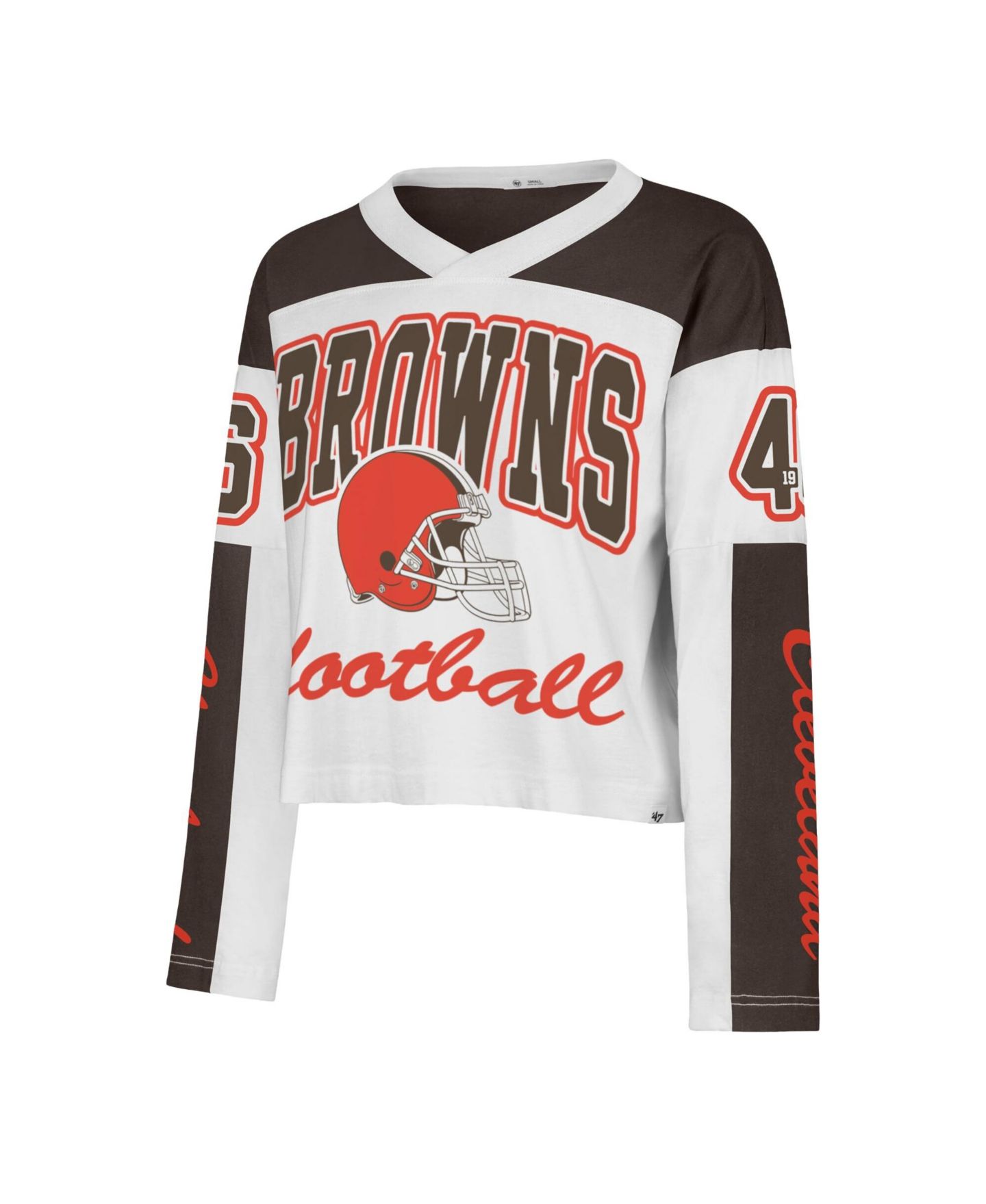 Женский топ '47 Brand White Cleveland Browns Exclamation Metro V-Neck Long-Sleeve Jersey — фото 2