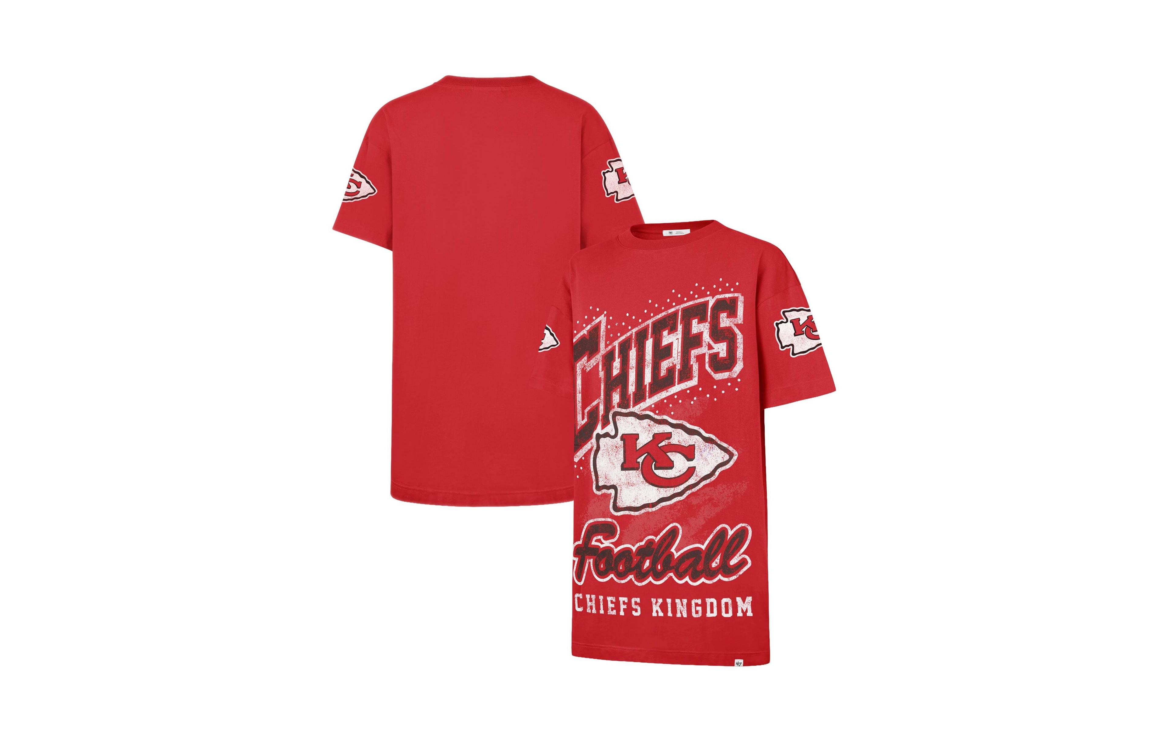 '47 Brand Women's Red Kansas City Chiefs Oversized Gemstone Swash T-Shirt Dress