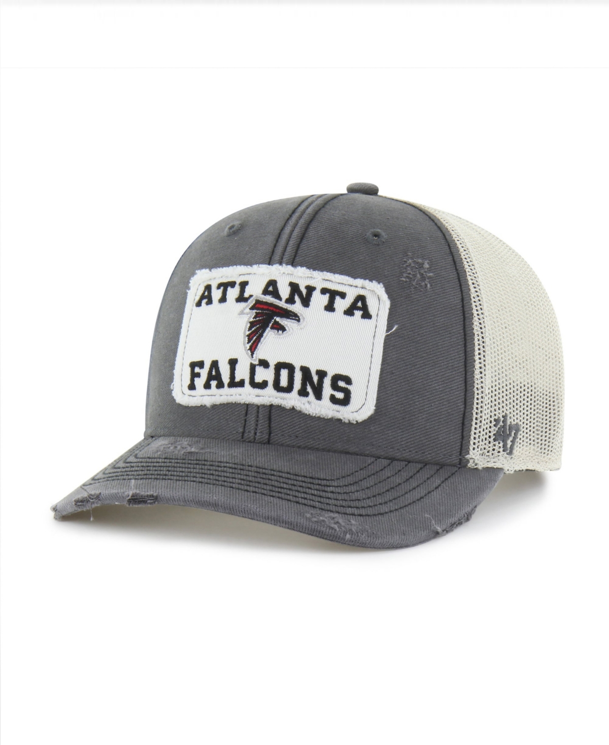 '47 Brand Men's Charcoal Atlanta Falcons Egremont Well-Worn Adjustable Trucker Hat - Charcoal, White