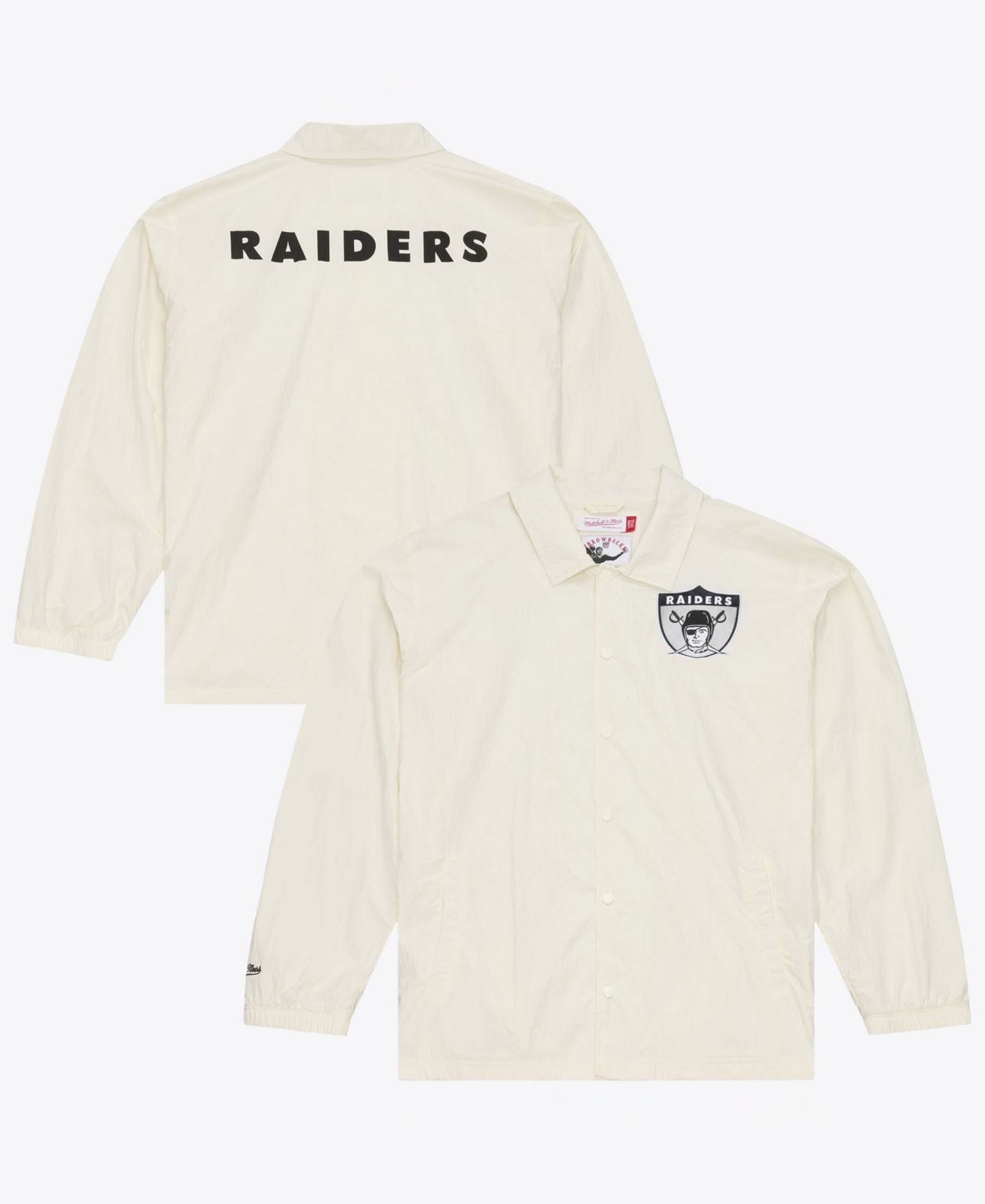 Мужская куртка Mitchell & Ness Cream Las Vegas Raiders Retro Roots Coaches — фото 1