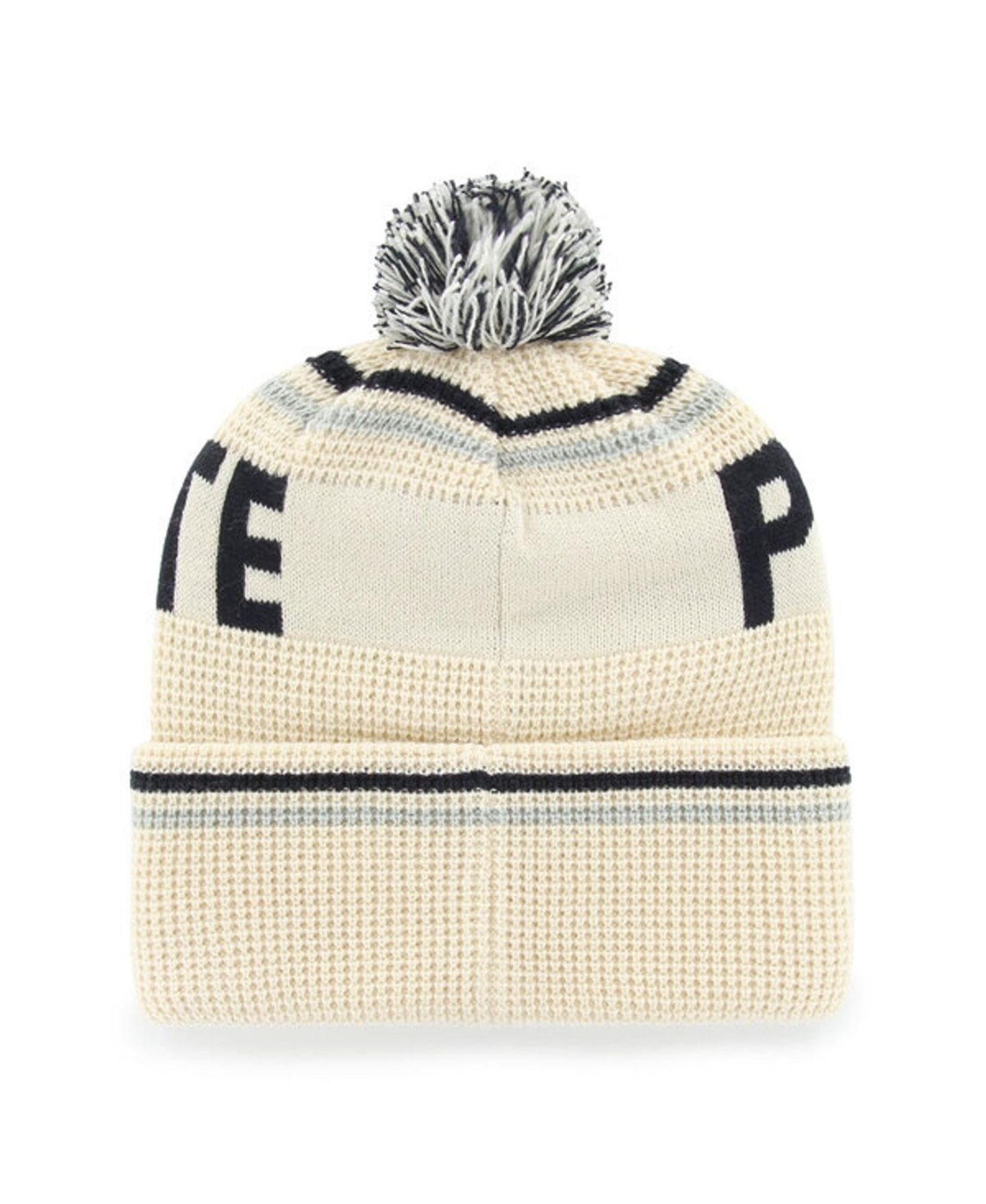 Головной убор '47 Brand Cream Penn State Nittany Lions Quattrle Waffle Cuffed Knit Pom Hat — фото 2