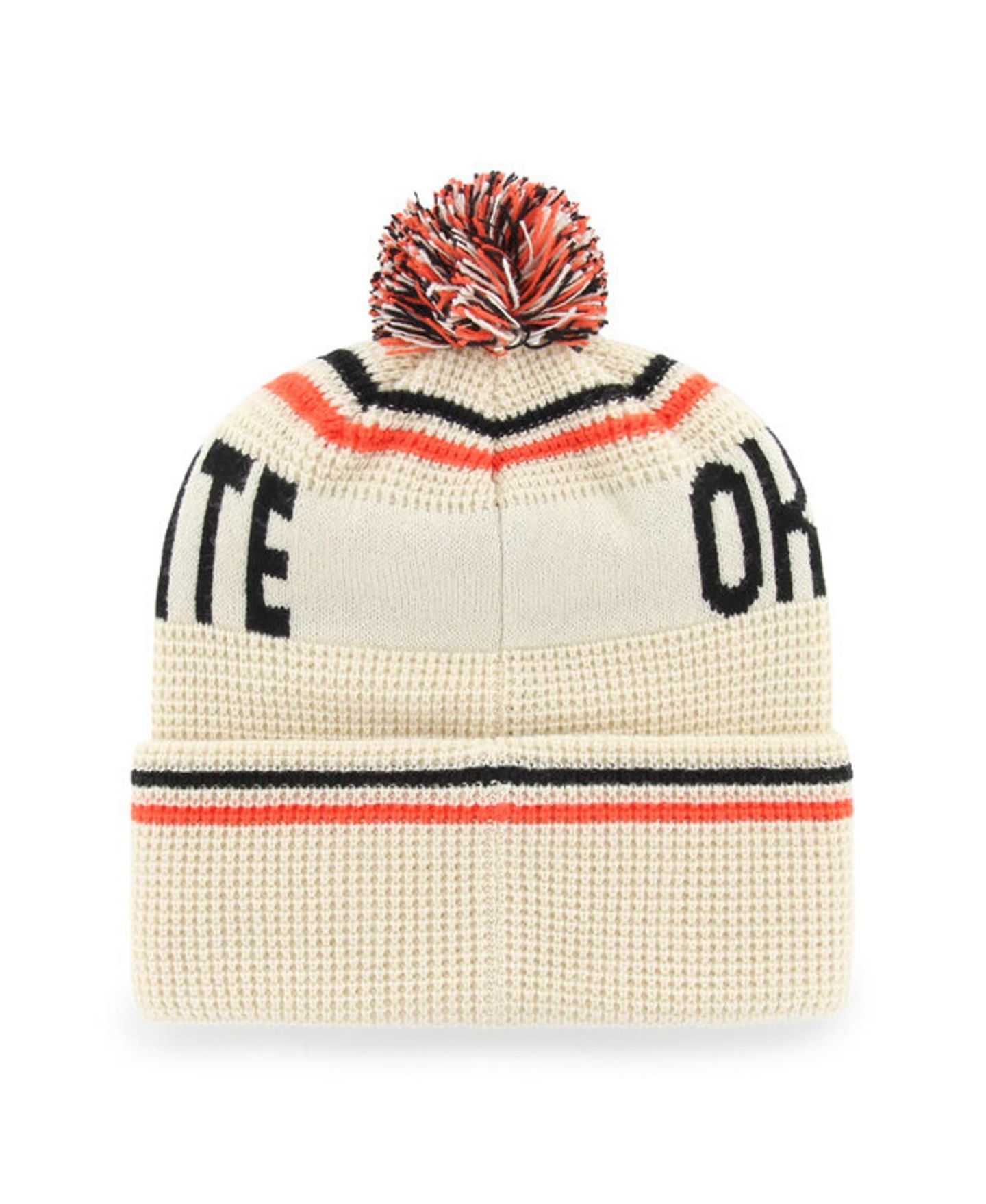 Головной убор '47 Brand Cream Oklahoma State Cowboys Quattrle Waffle Cuffed Knit Pom Hat — фото 2