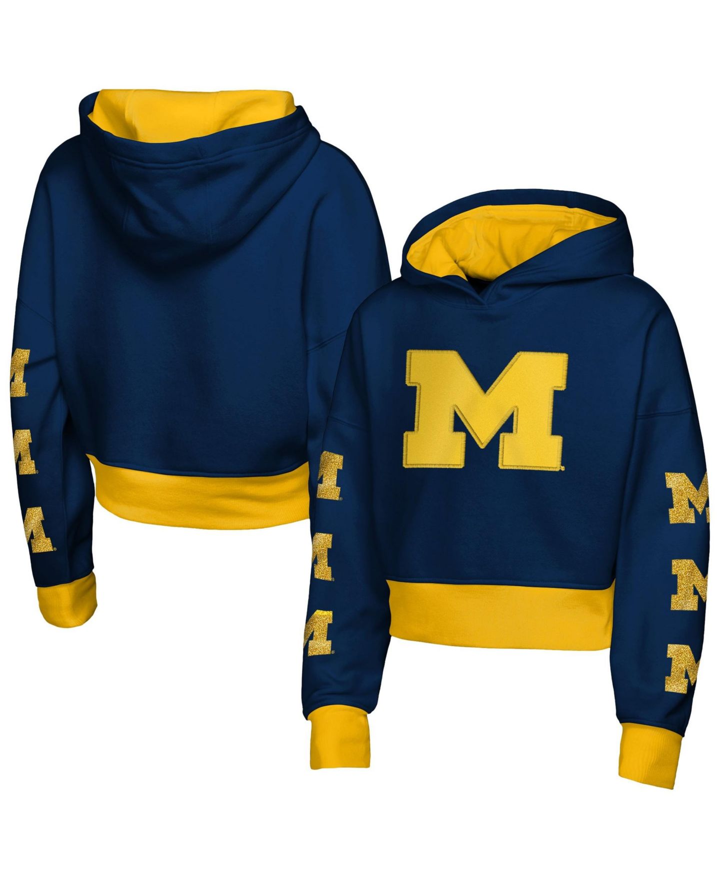Худи Outerstuff Navy Michigan Wolverines Fair Catch Poly Fleece для девочек — фото 1