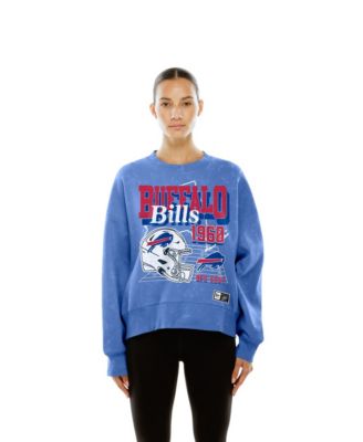 Women's Royal Buffalo Bills Throwback Mineral Wash Boxy Fleece Crewneck Sweatshirt