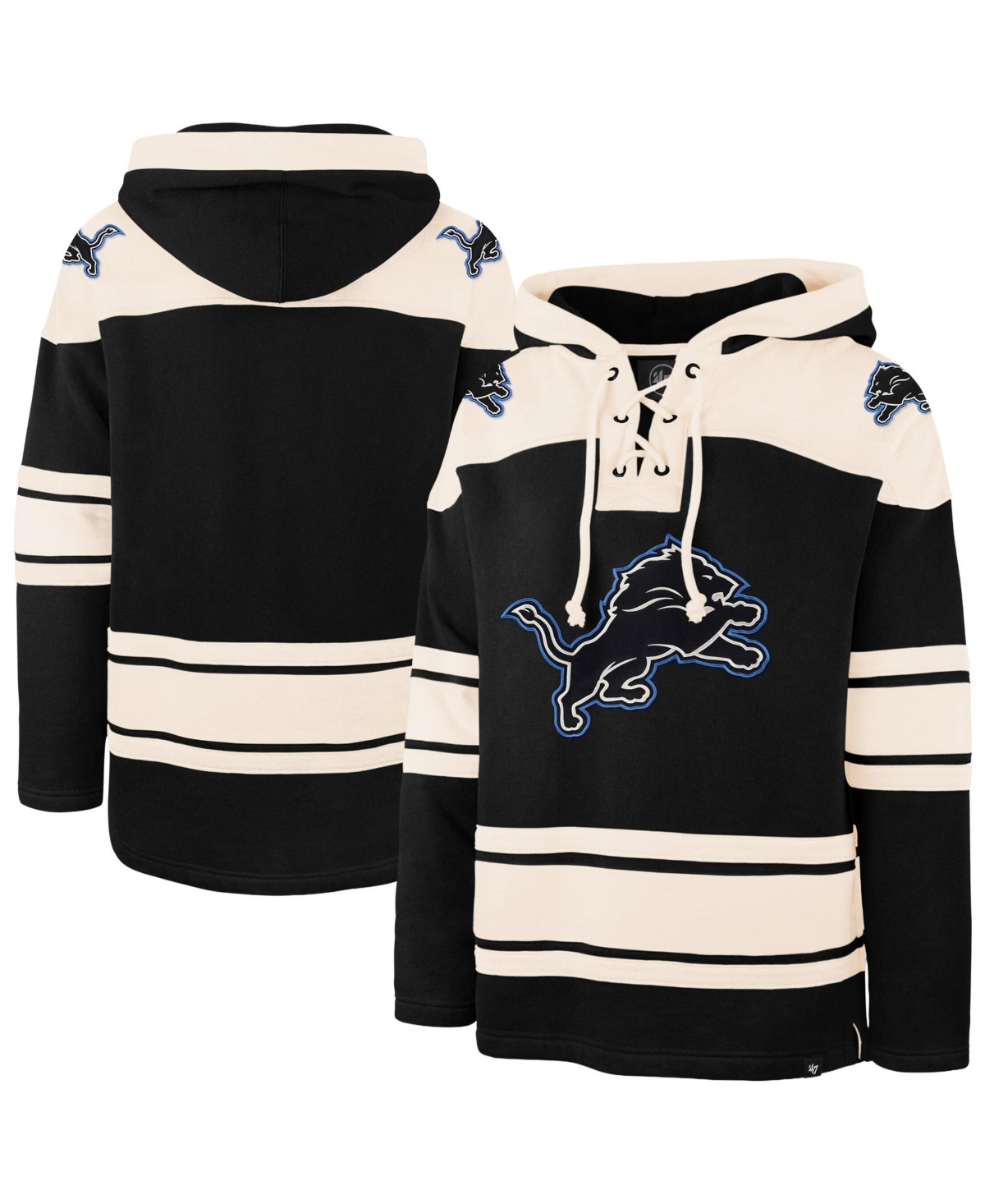 '47 Brand Men's Black Detroit Lions Superior Lacer Hoodie - Black