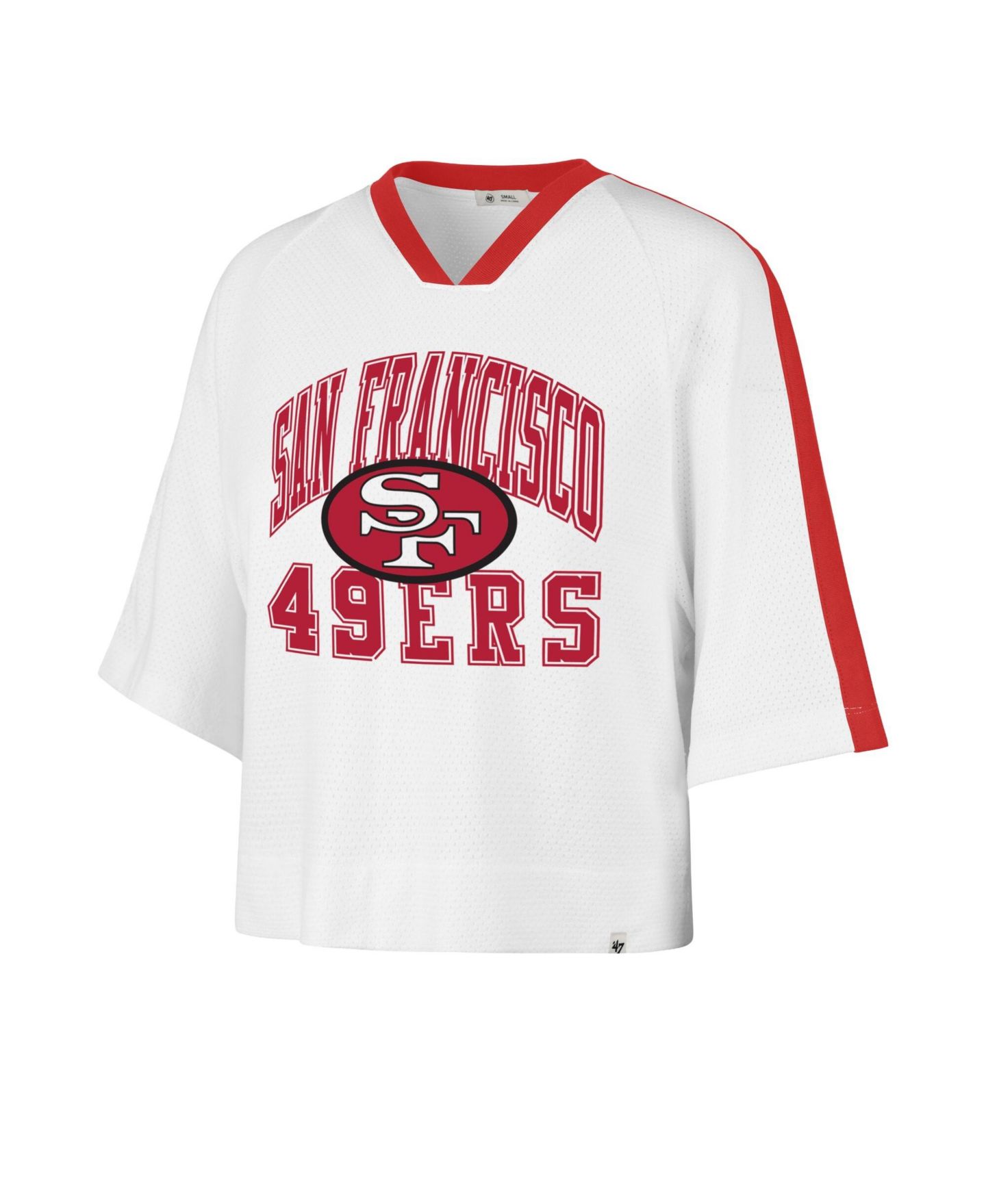 Женская футболка '47 Brand White San Francisco 49ers Big Overarch Drop Needle Raglan V-Neck — фото 2