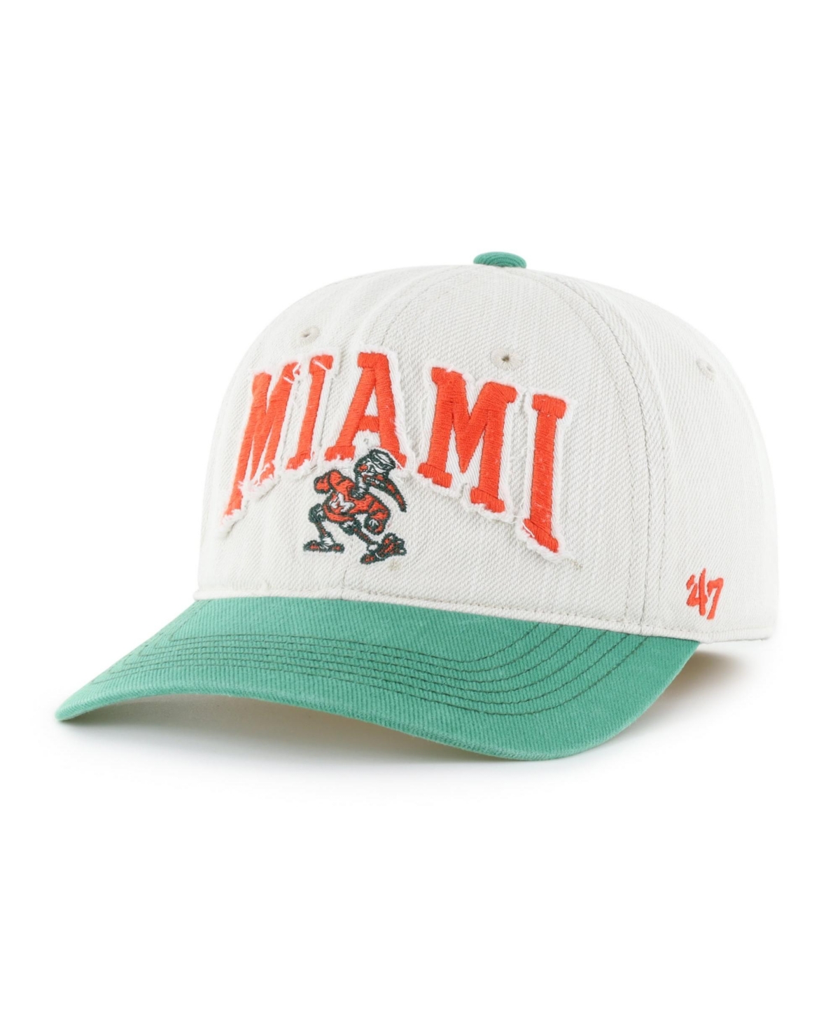 '47 Brand Men's and Women's Cream Miami Hurricanes Well Worn Clean Up Stretch Fit Hat - Cream