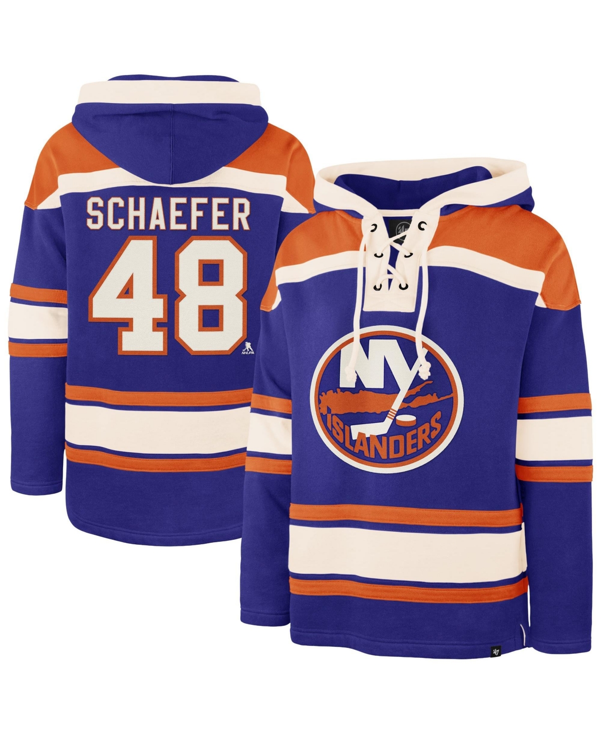 '47 Brand Men's Matthew Schaefer Royal New York Islanders Player Name & Number Lacer Hoodie - Royal