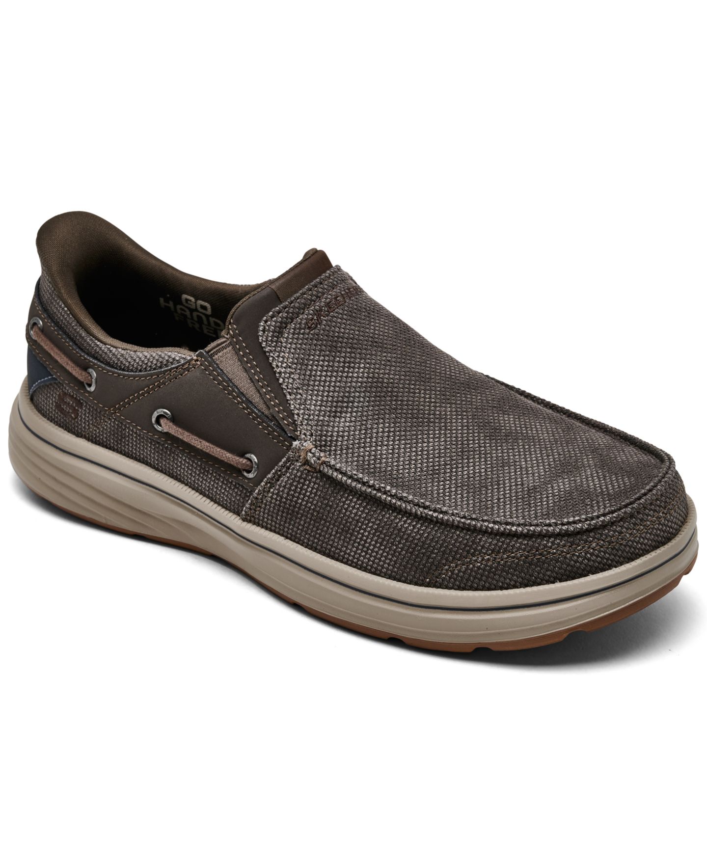 Мужские кроссовки Skechers Slip-in Relaxed Fit: Troutt - Rustic Moc-Toe Casual, цвет: Коричневый — фото 1