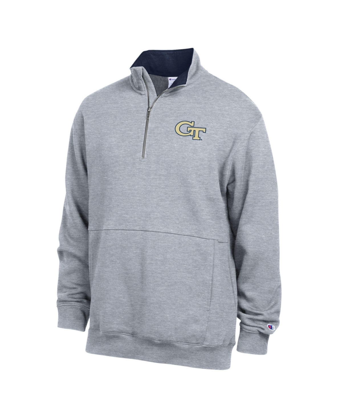 Champion Men's Heather Gray Georgia Tech Yellow Jackets Fleece Quarter-Zip Pullover - Heather Gray