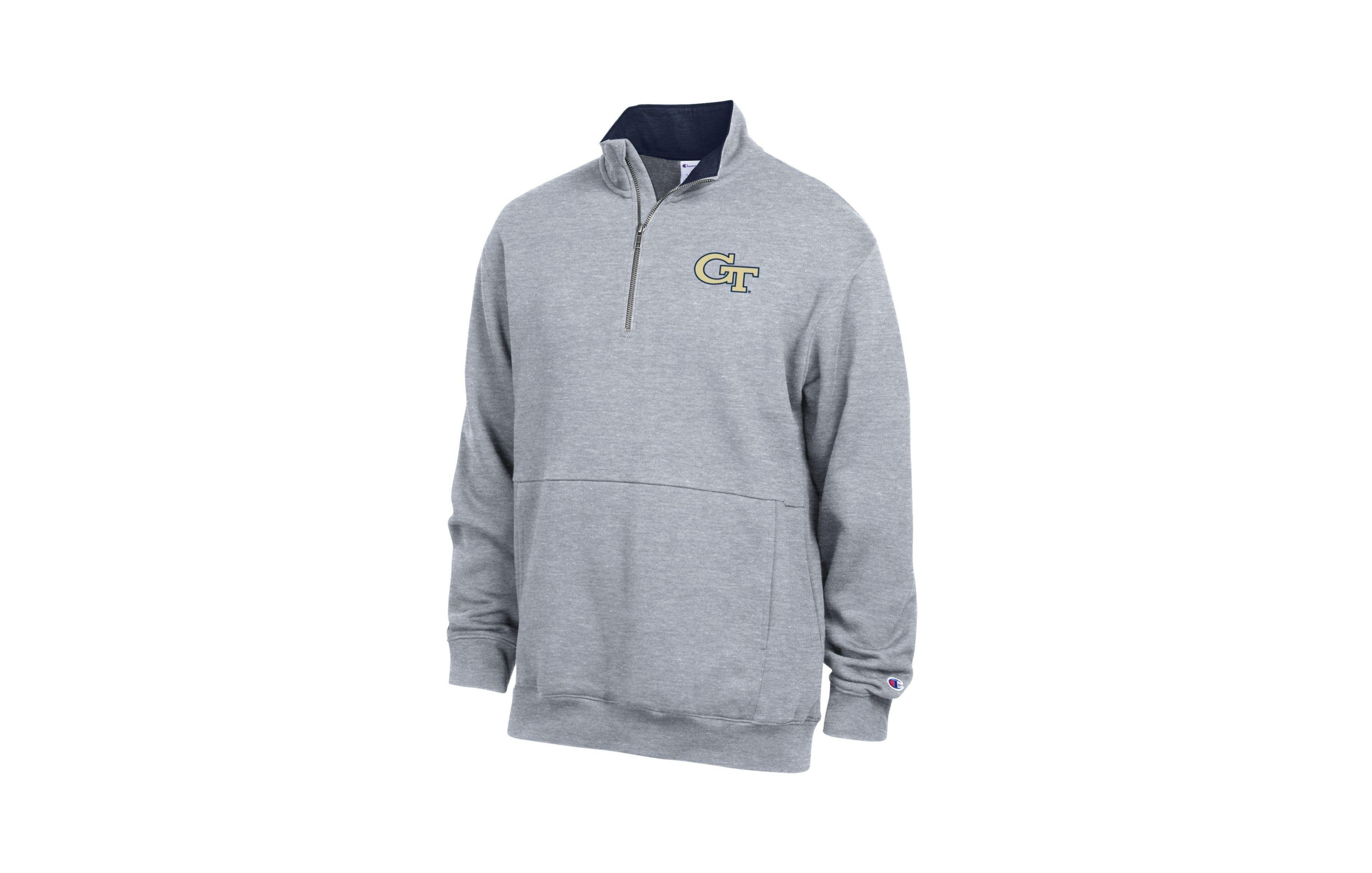Champion Men's Heather Gray Georgia Tech Yellow Jackets Fleece Quarter-Zip Pullover