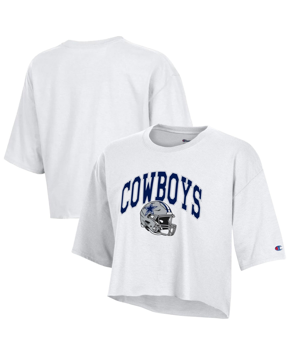 Champion Women's White Dallas Cowboys Boyfriend Cropped T-Shirt - White