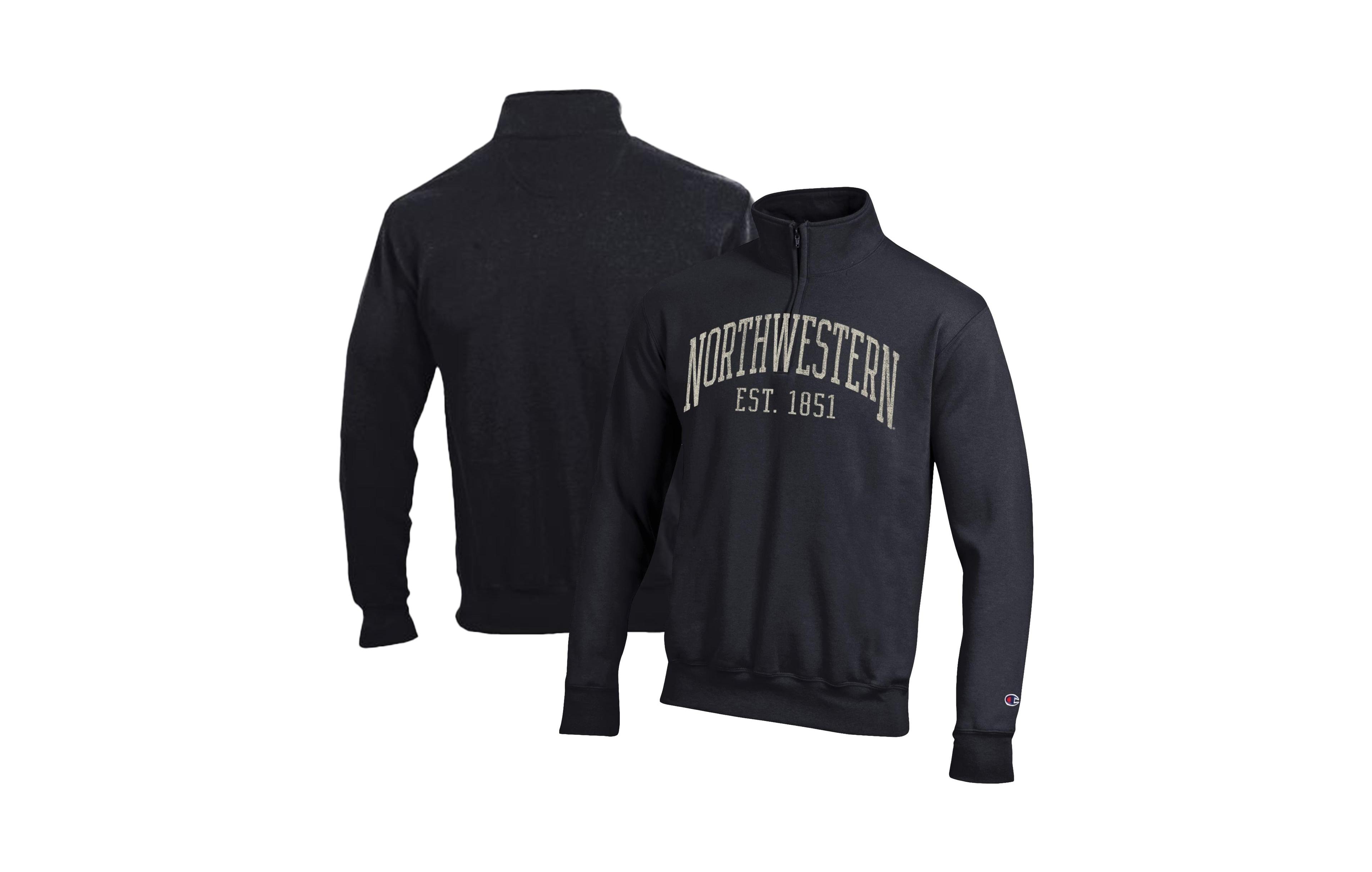 Champion Men's Black Northwestern Wildcats Powerblend Quarter-Zip Pullover