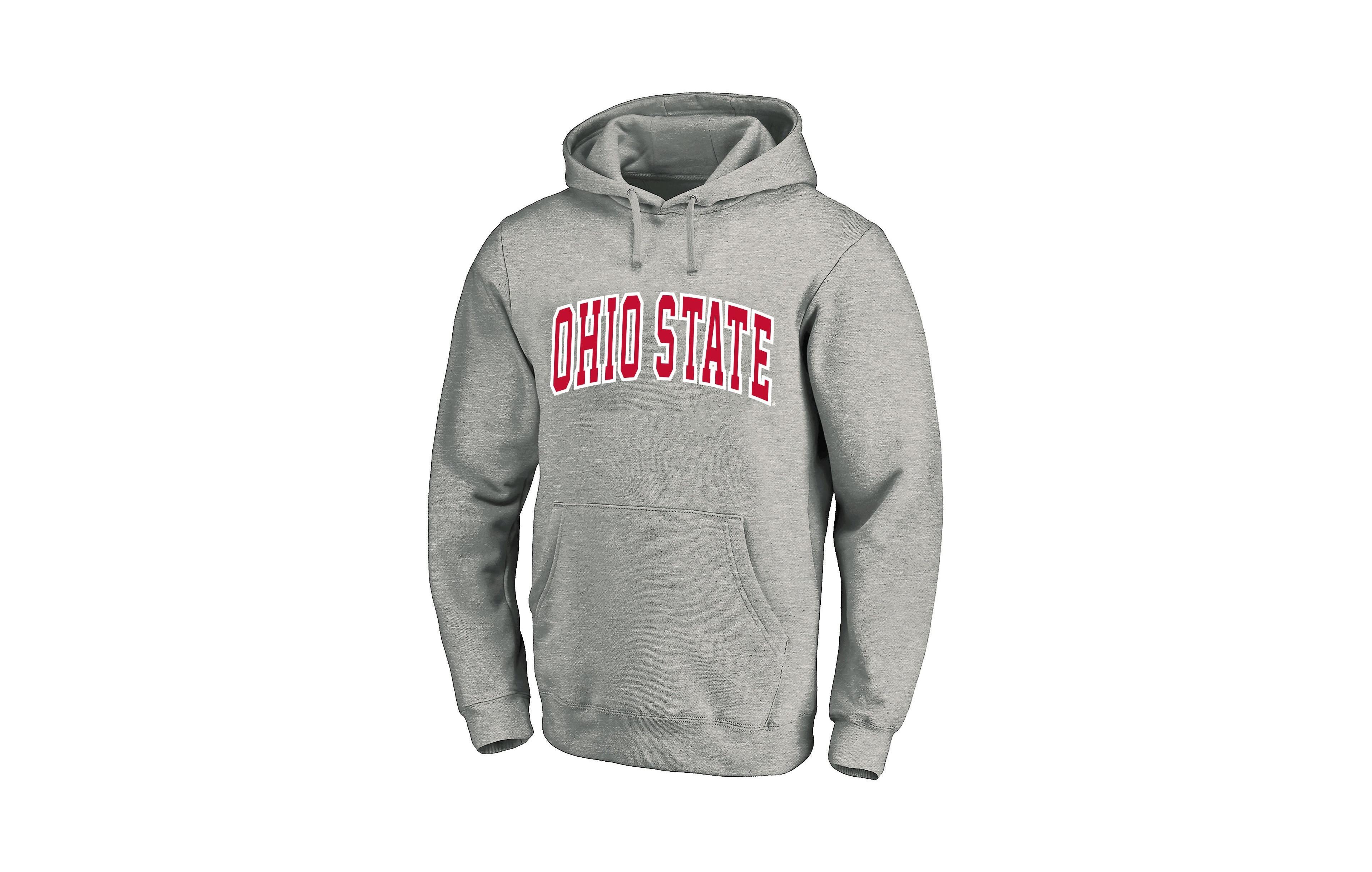 Champion Men's Heather Gray Ohio State Buckeyes Arch Over Tackle Twill Hoodie