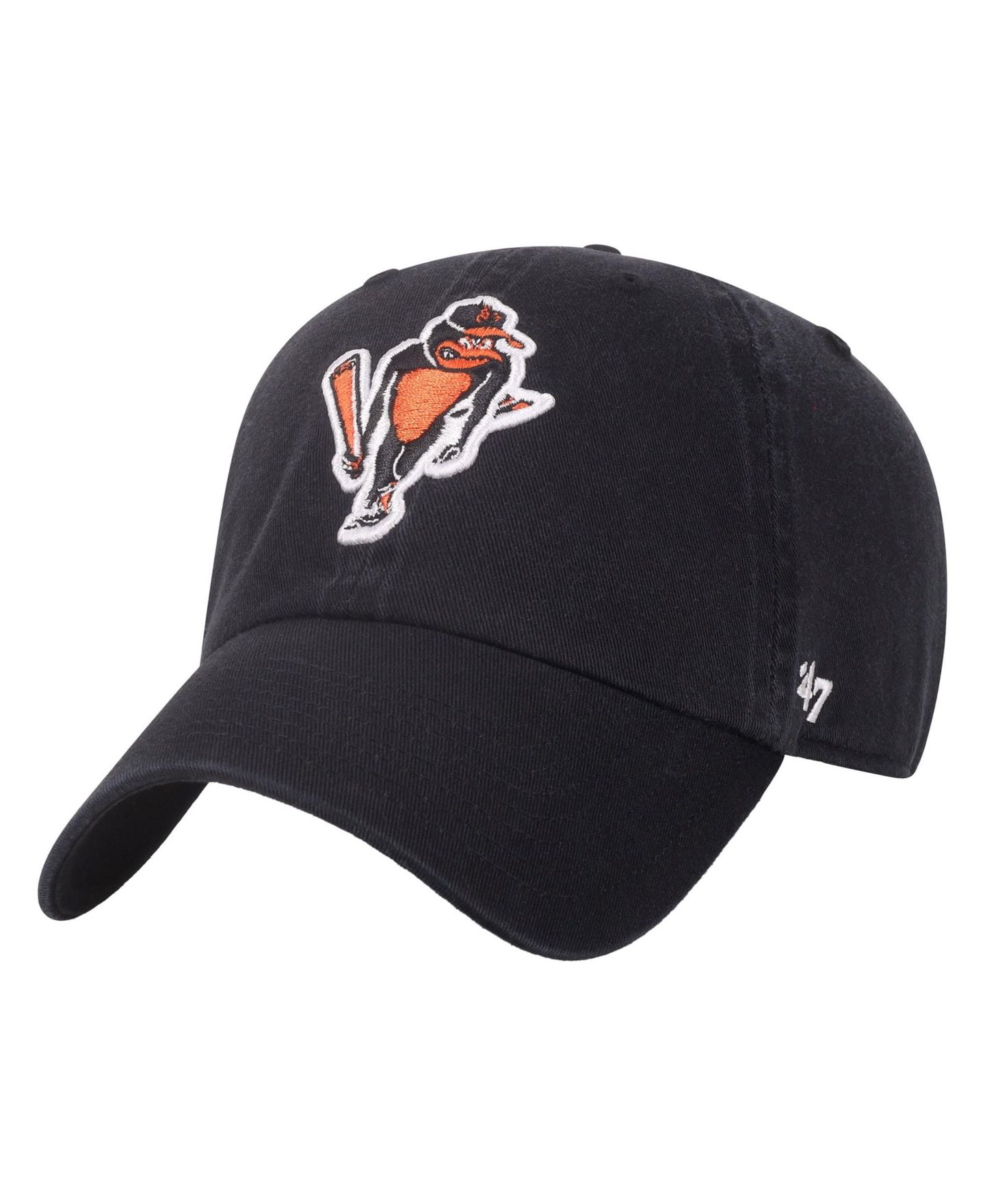 Мужская кепка '47 Brand Black Baltimore Orioles Cooperstown Collection Clean Up Adjustable Hat — фото 1