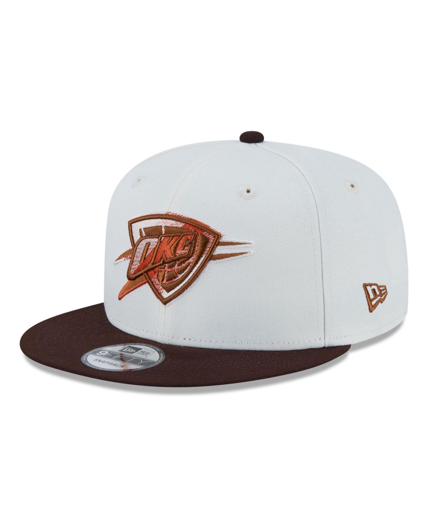 Мужская кепка New Era White Oklahoma City Thunder Pumpkin Spice 9FIFTY Snapback Hat — фото 3