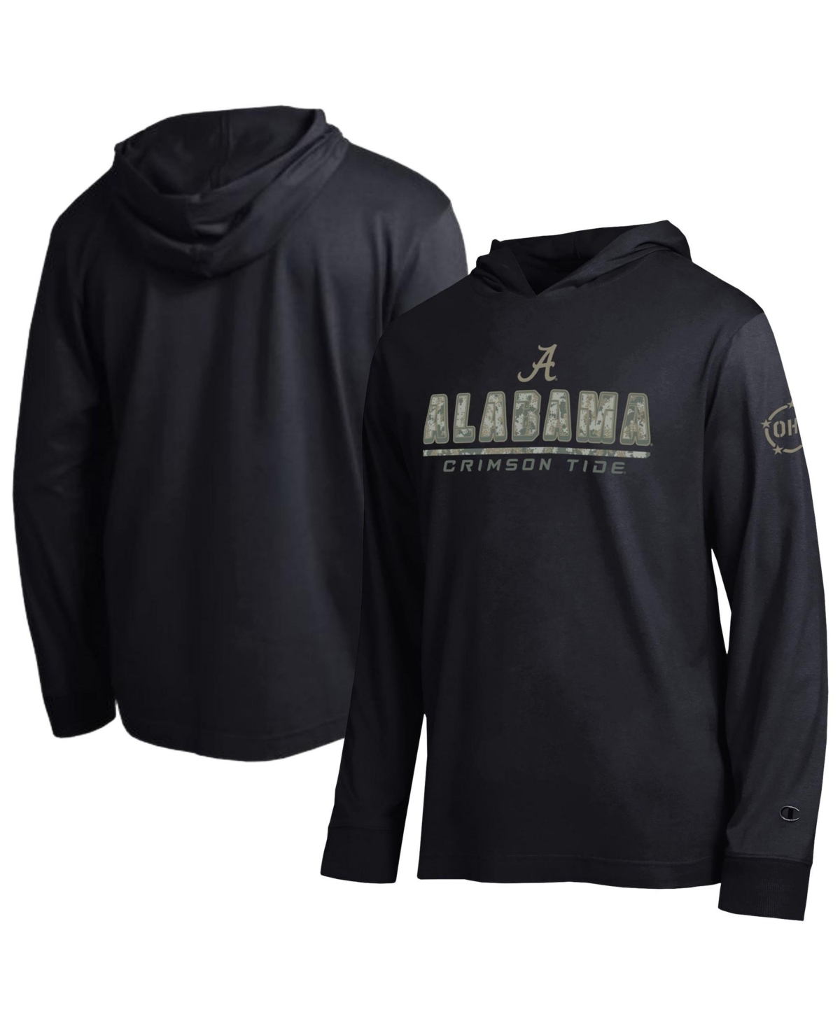 Champion Men's Black Alabama Crimson Tide Operation Hat Trick Camo Script Hooded Long-Sleeve T-Shirt - Black